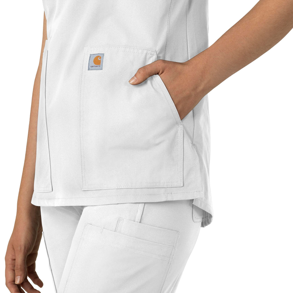 Force Essentials C12213 Notch Neck Tunic Scrub Top White