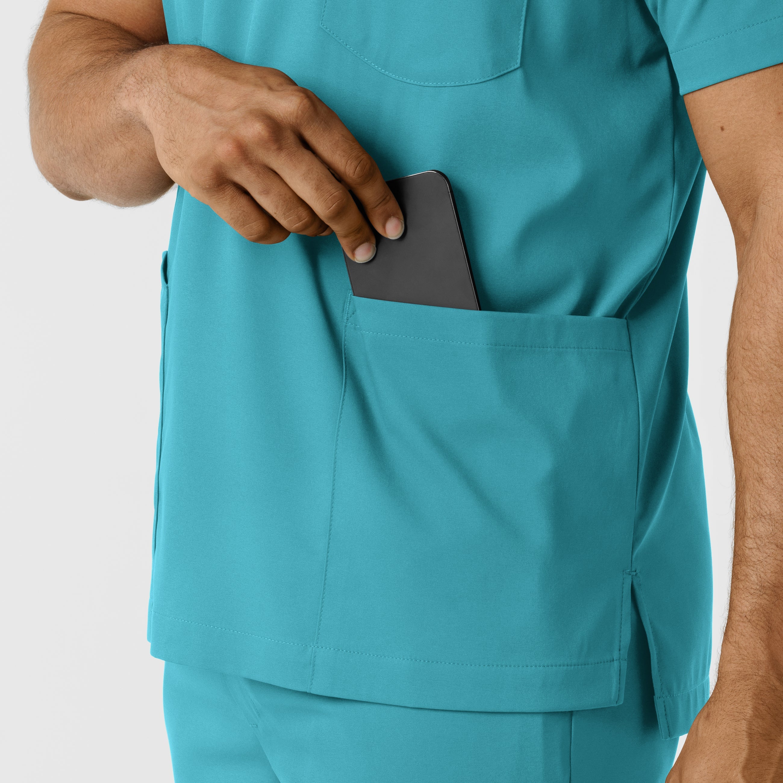 Boundless 6351 Men's Multi Pocket V-Neck Scrub Top Teal