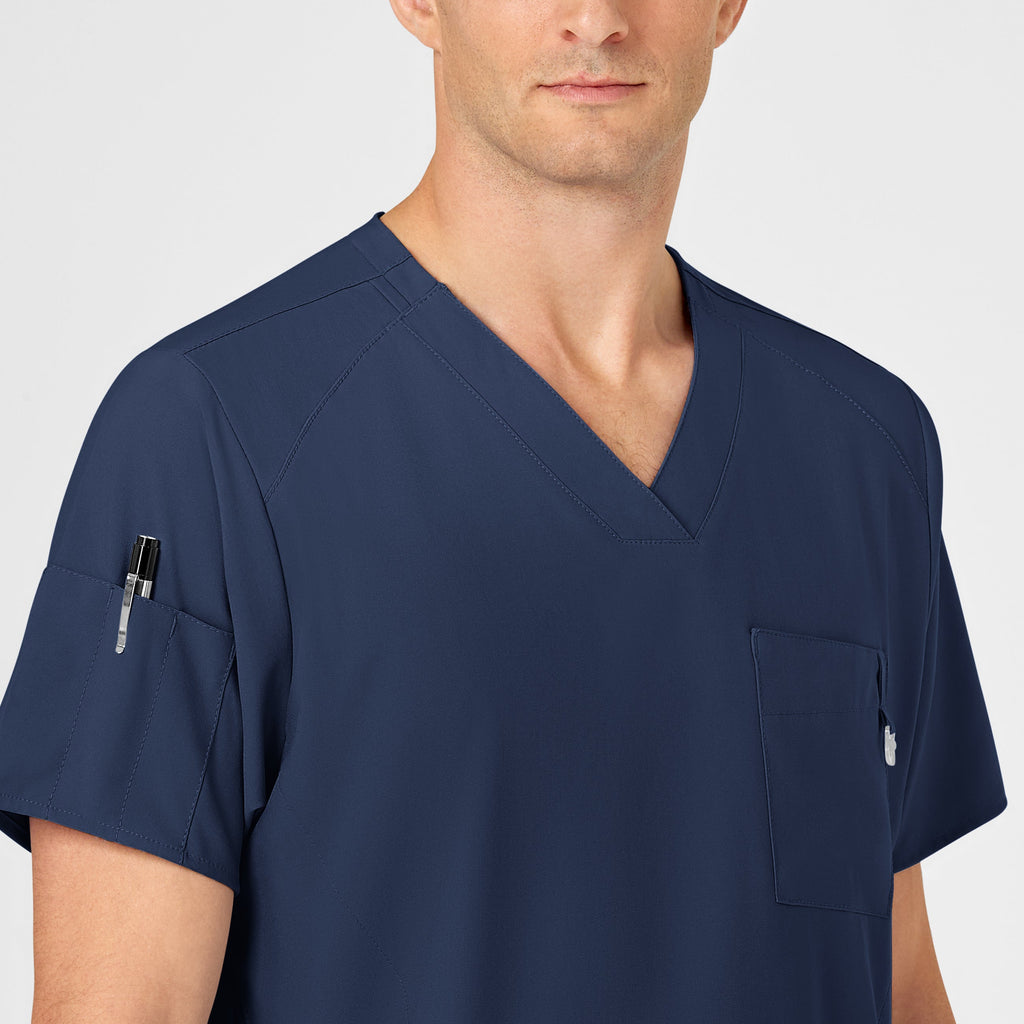W123 6355 Men's V-Neck Scrub Top Navy