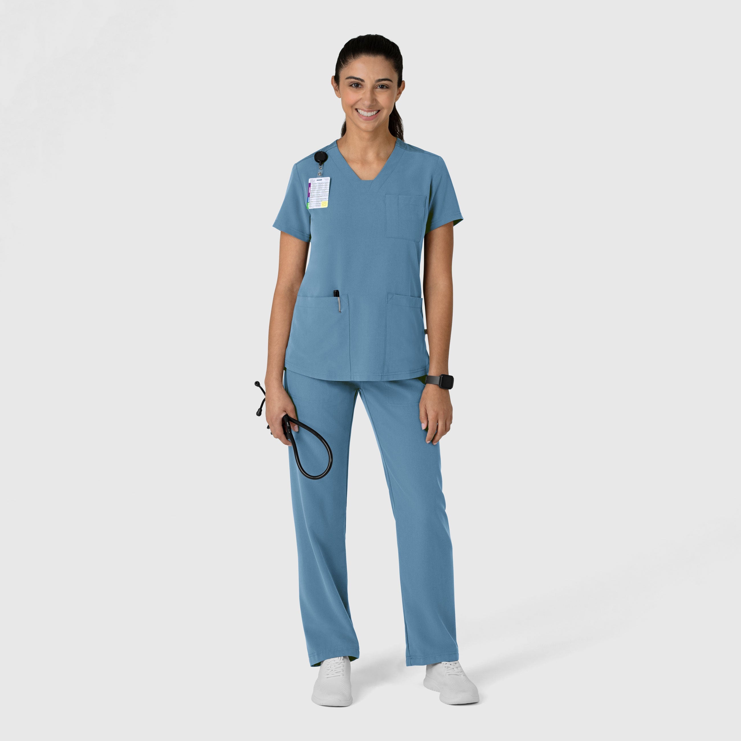 Nova 6132 Women's Flex-n-Reach V-Neck Scrub Top Pacific Blue