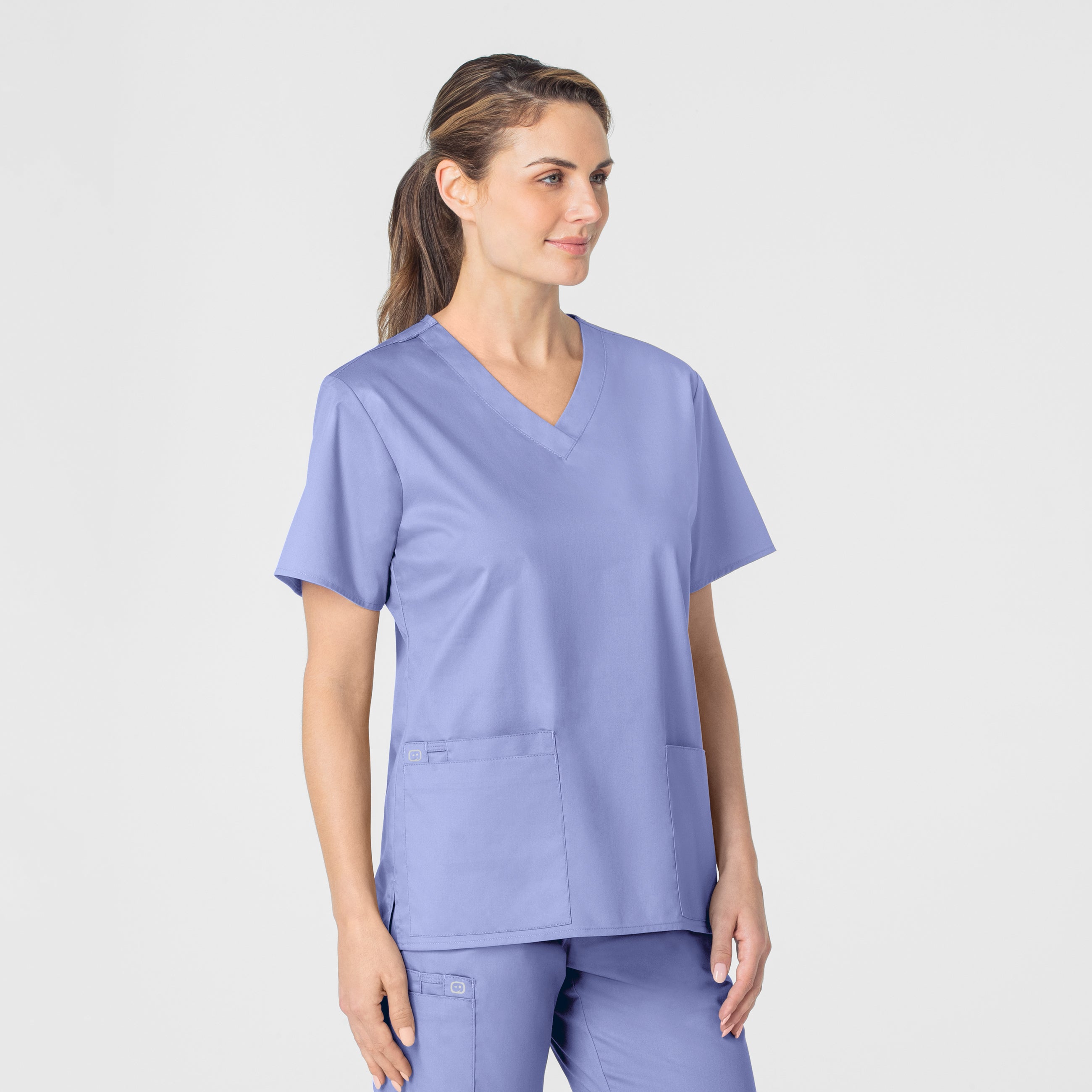 WonderWORK 101 V-Neck Scrub Top Ceil Blue