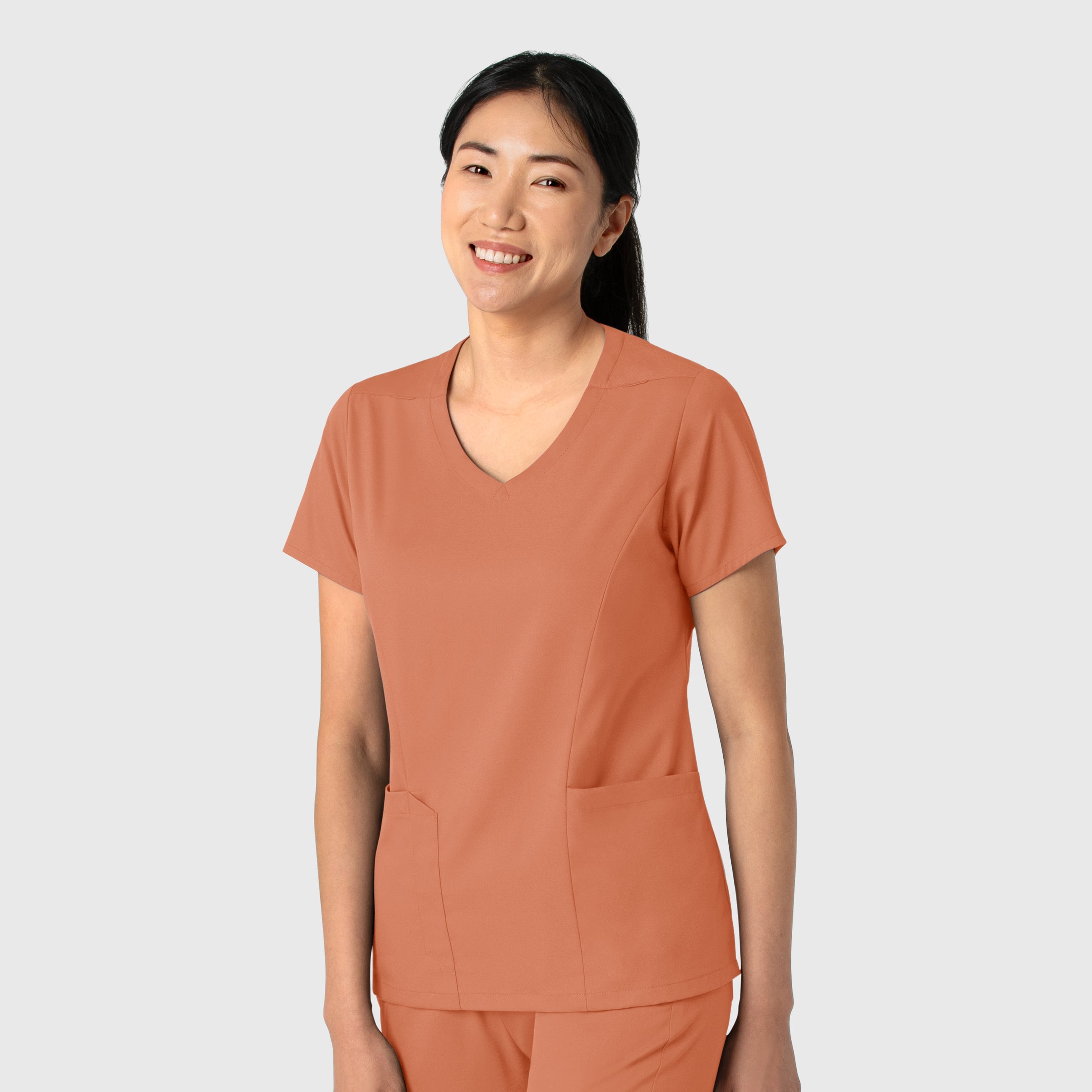 Boundless 6251 2-Pocket V-Neck Scrub Top Terracotta