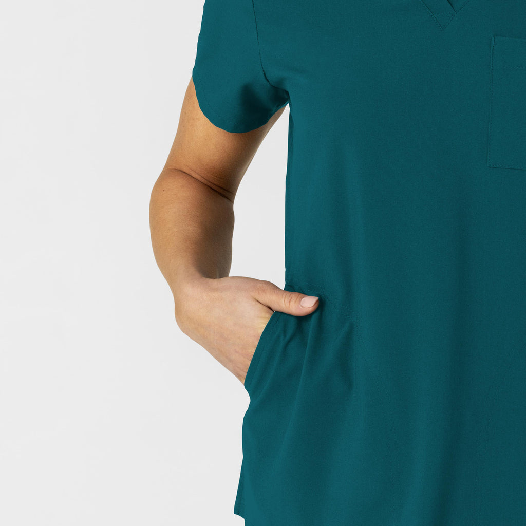W123 6045 Flex-n-Reach V-Neck Scrub Top Caribbean