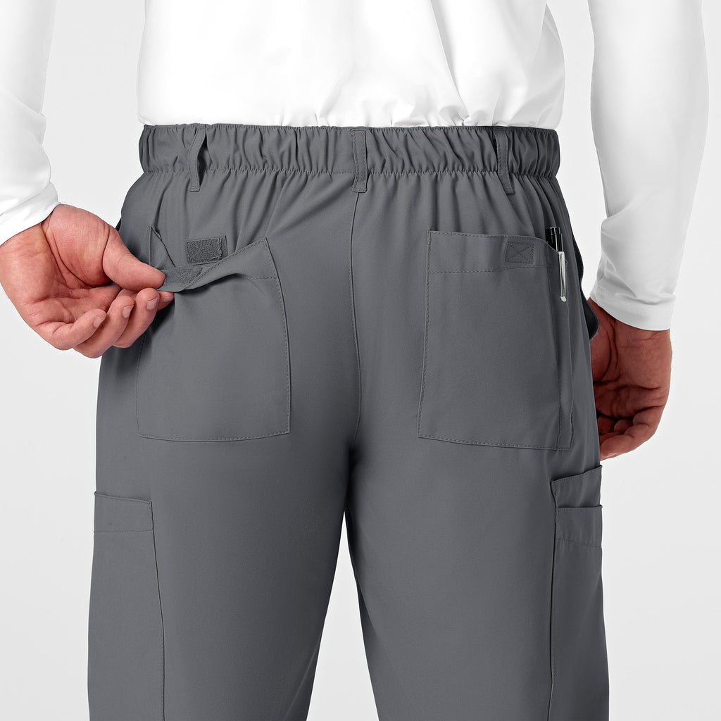 W123 5355 Men's Flat Front Cargo Scrub Pants Pewter