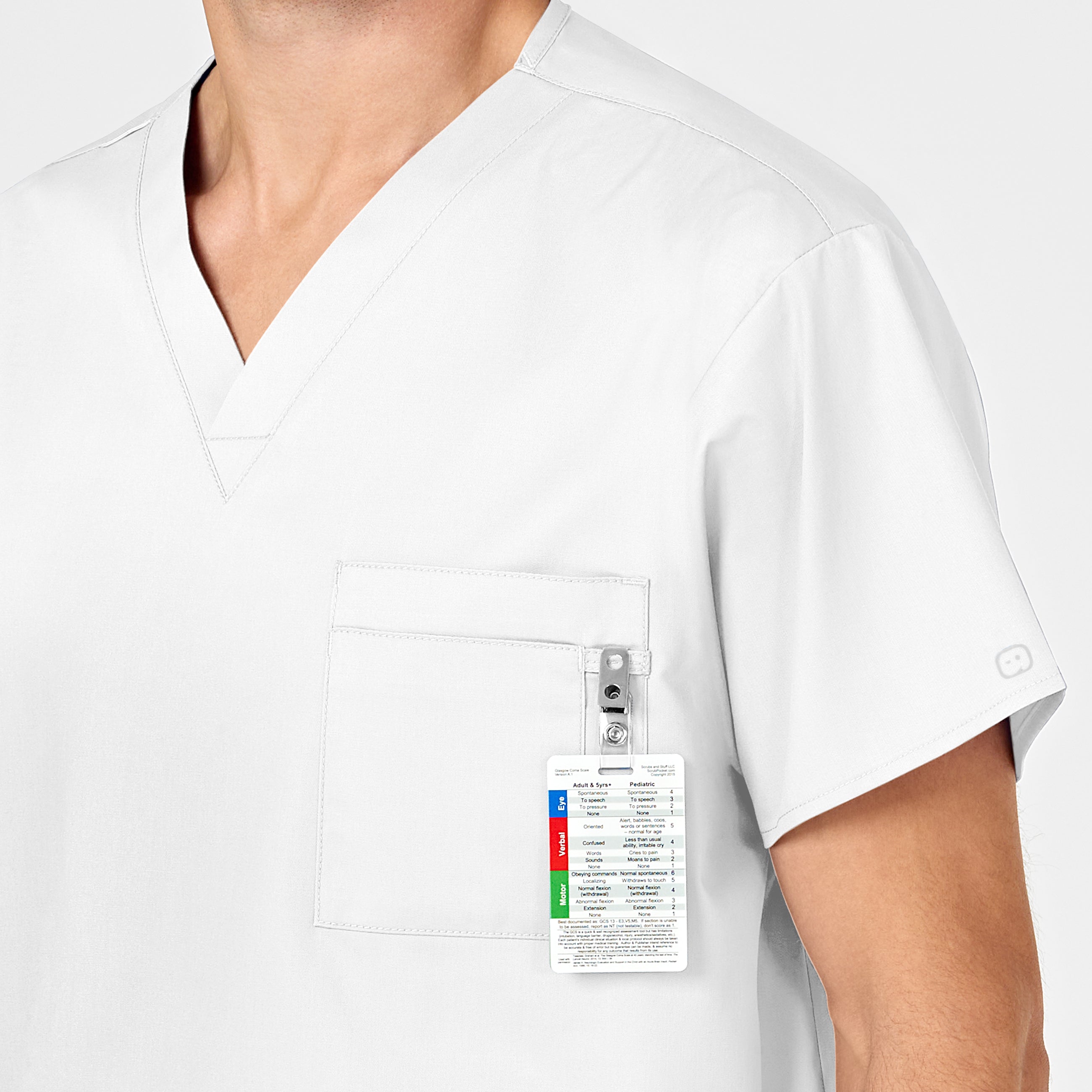 WonderWORK 100 Unisex V-Neck Scrub Top White