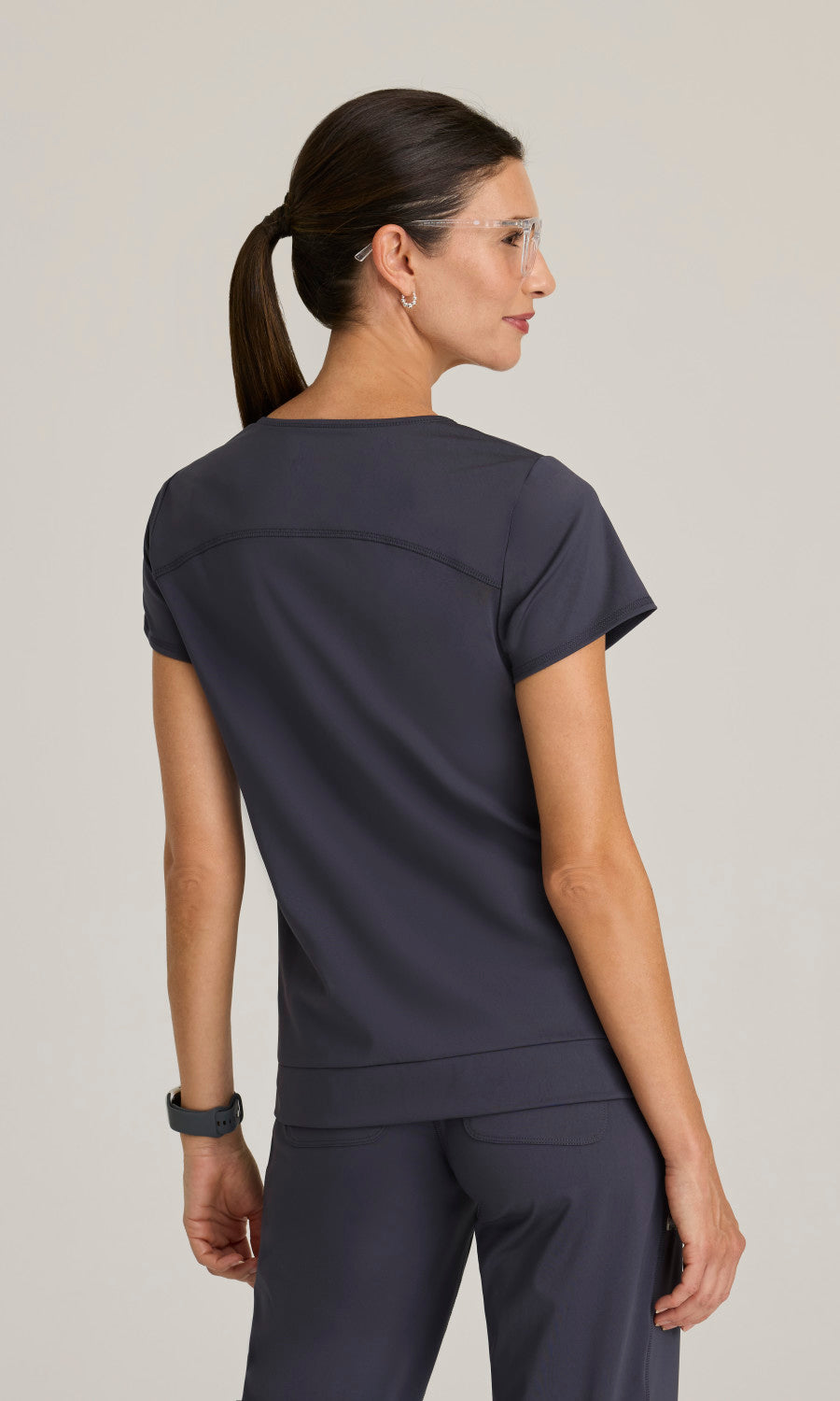 Grey's Anatomy Knits GRST250 Motivate Knit Scrub Top Steel