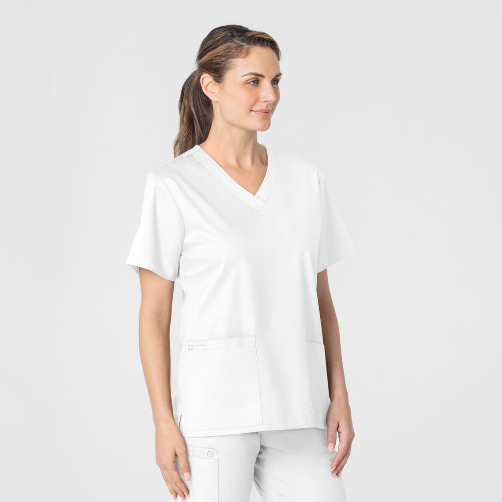 WonderWORK 101 V-Neck Scrub Top White
