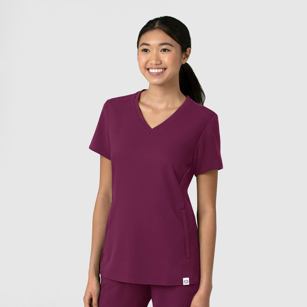 Thrive 6522 Flex-n-Reach V-Neck Scrub Top Wine