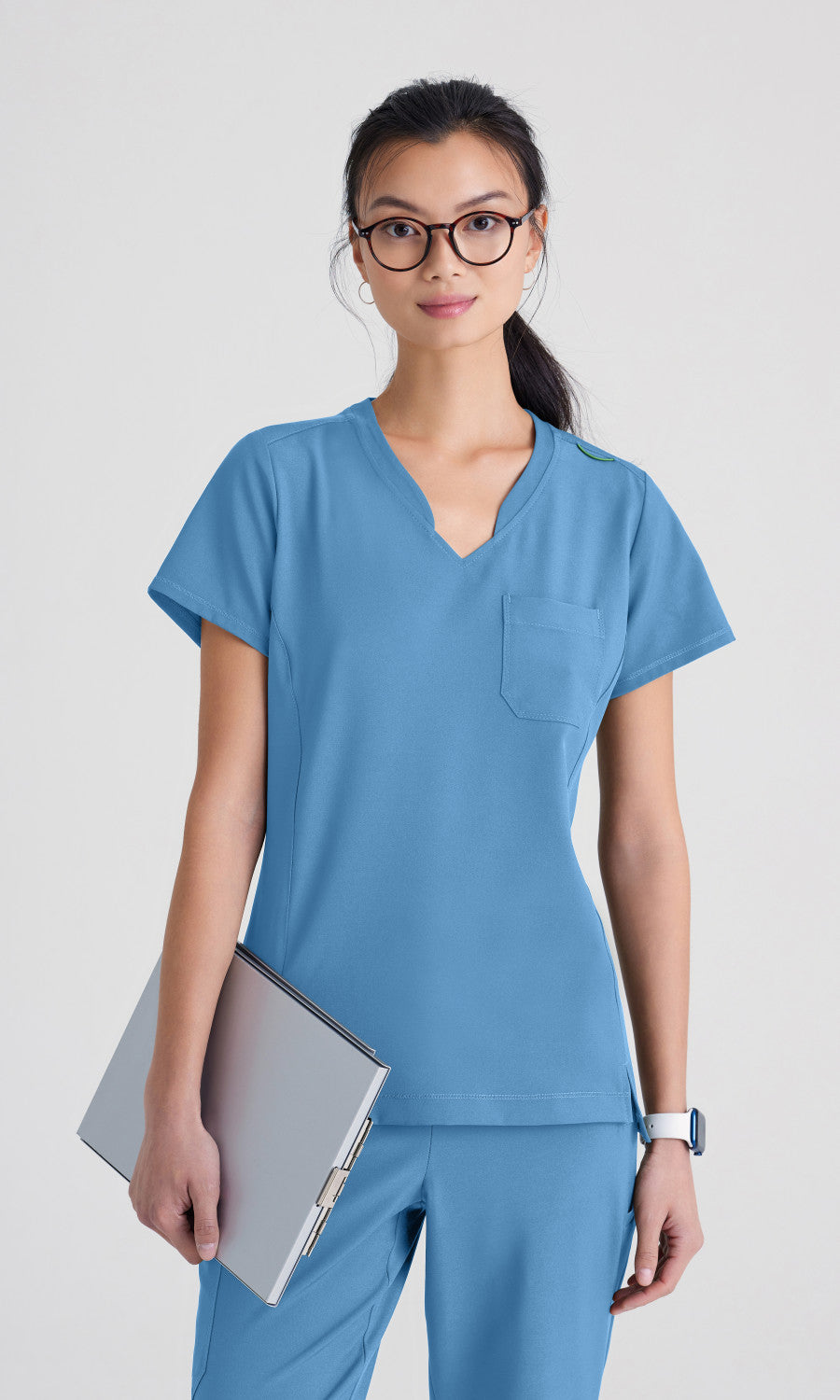 Grey's Anatomy Evolve GSST181 Sway Tuck-In Scrub Top Ciel Blue