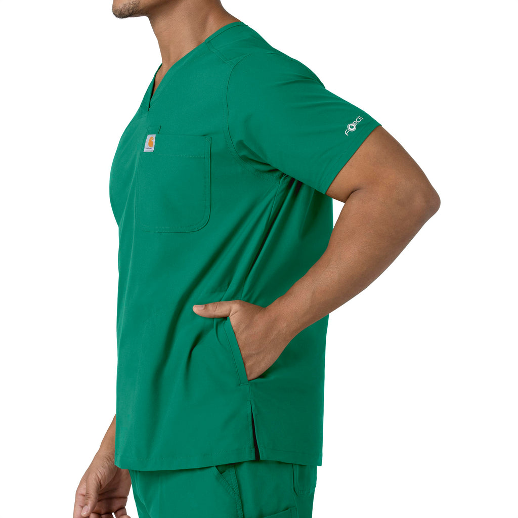 Force Essentials C16113 Men's V-Neck Shirttail Scrub Top Hunter