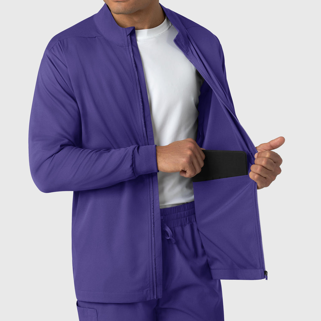Boundless 8351 Men's Warm Up Scrub Jacket Grape
