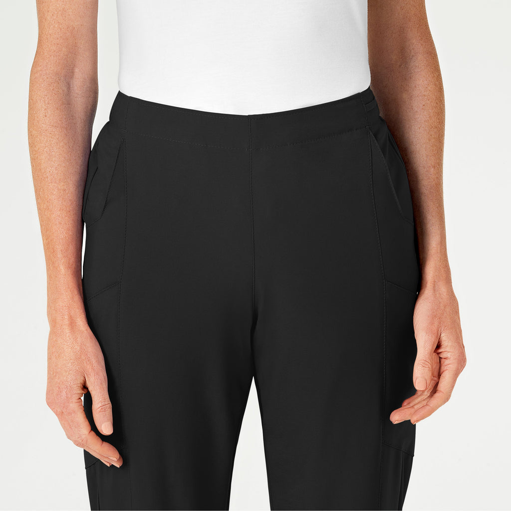 W123 5155 Flat Front Cargo Scrub Pants Black