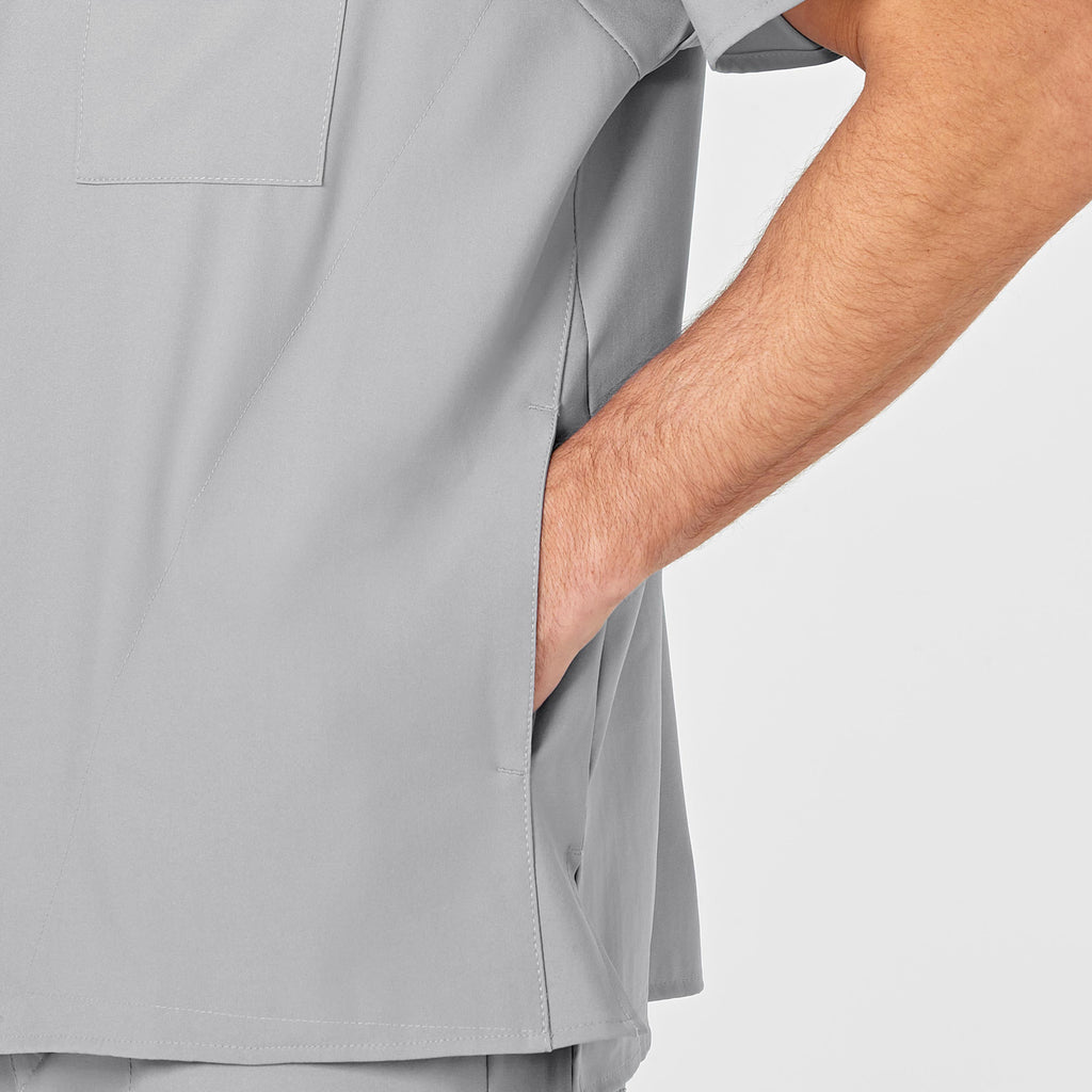W123 6355 Men's V-Neck Scrub Top Grey
