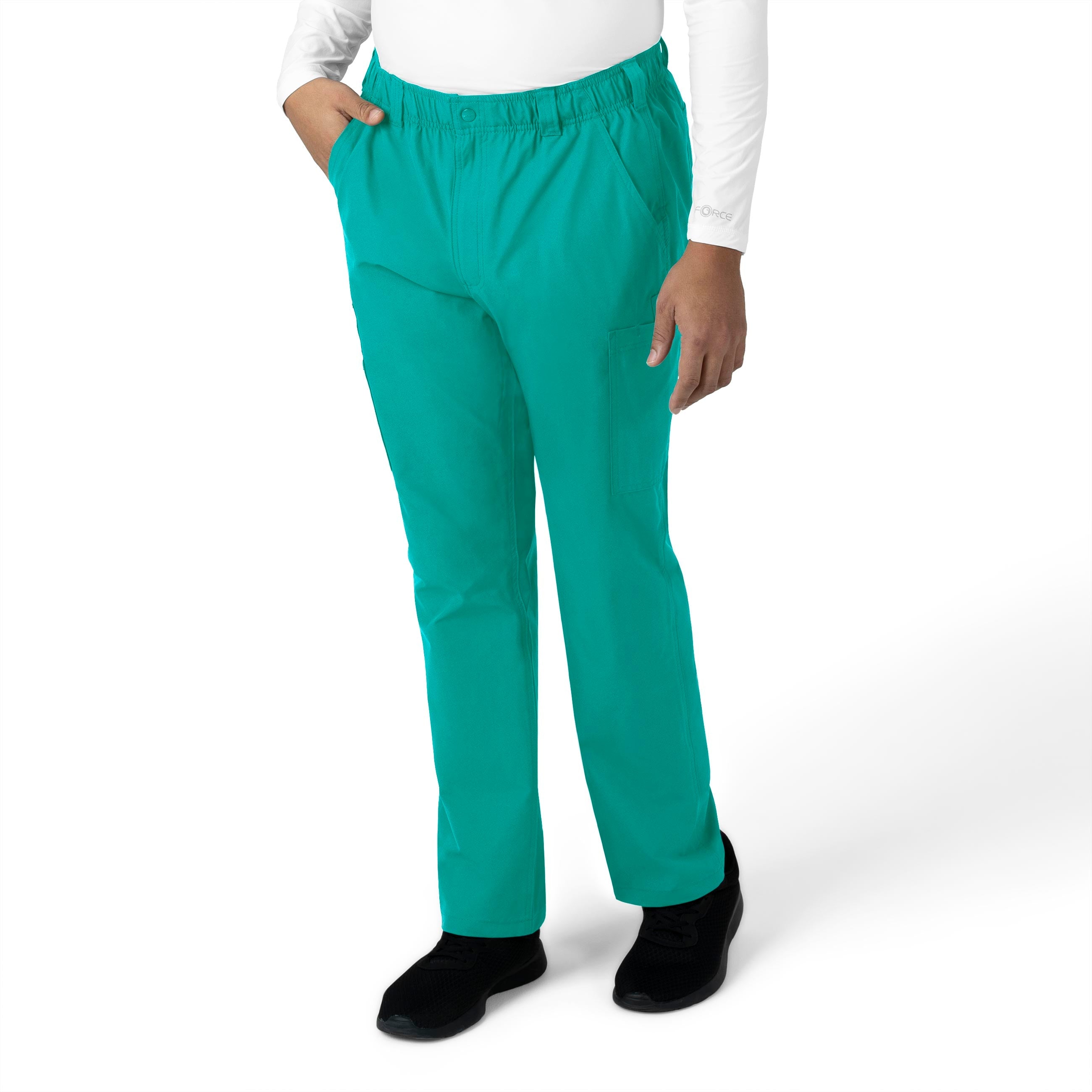 Force Essentials C56113 Men's Straight Leg Cargo Scrub Pants Teal Blue