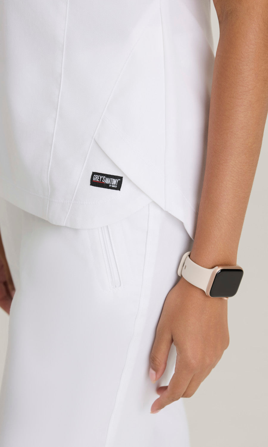 Grey's Anatomy Stretch GRST136 Capri Tuck-in Scrub Top White