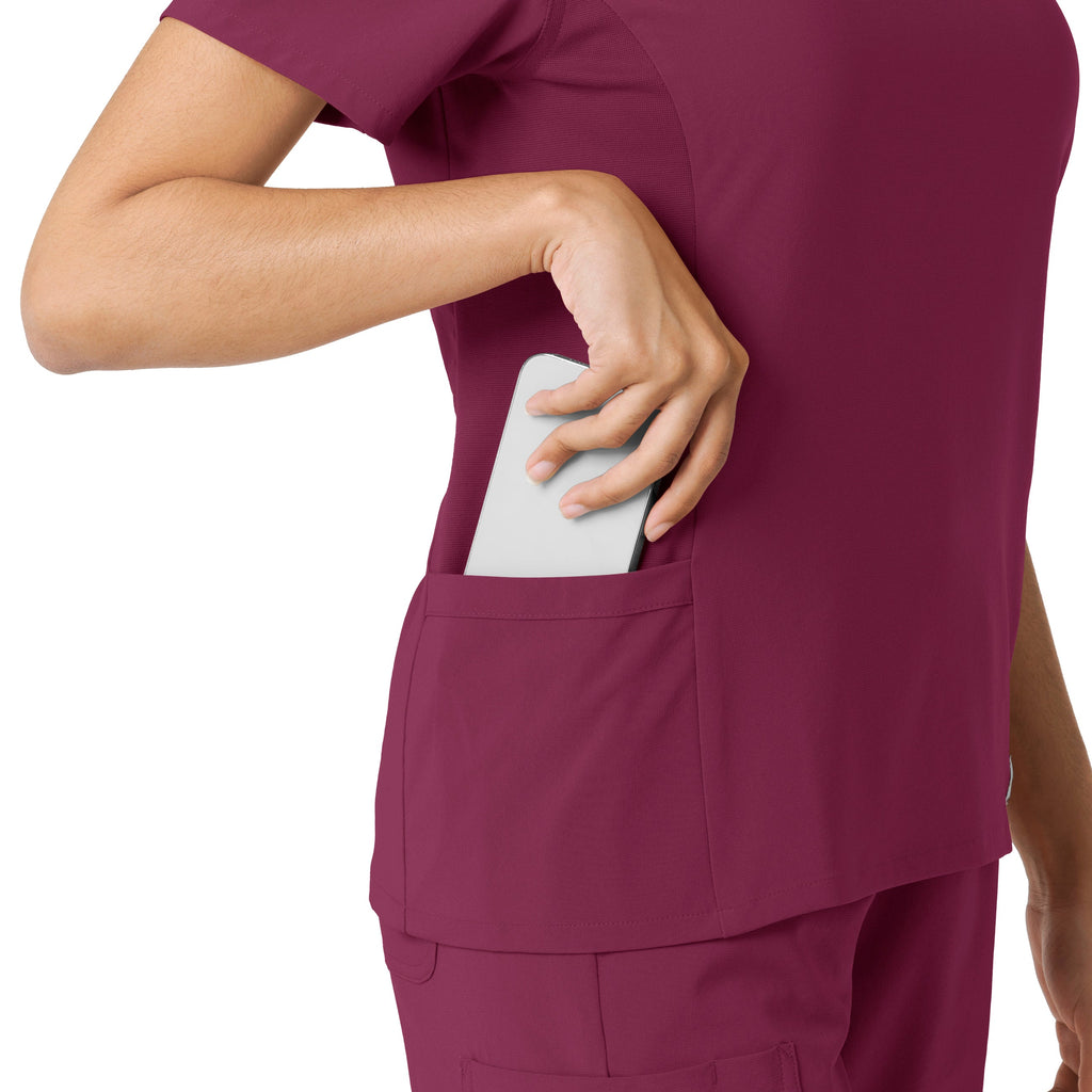 Force Cross-Flex C13310 Knit Panel Scrub Top Wine