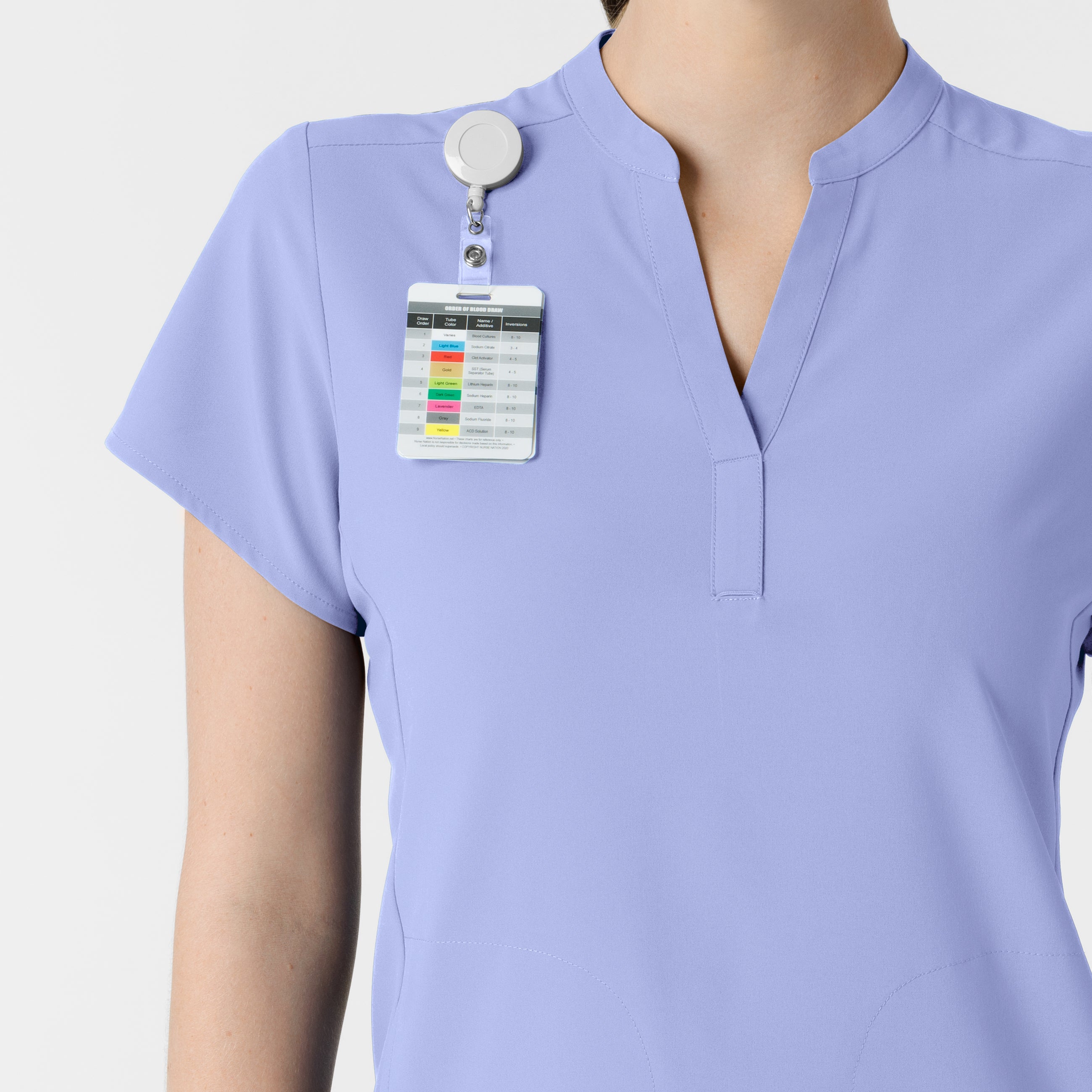 RENEW 6734 Mandarin Collar Scrub Top Ceil Blue