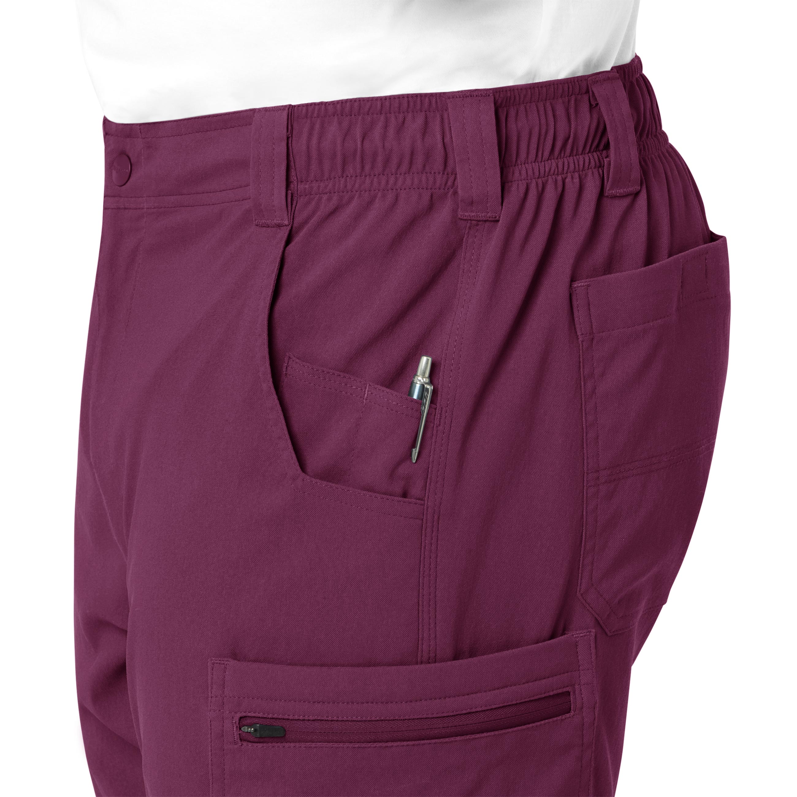 Rugged Flex Peak C55037 Men's Straight Leg Cargo Scrub Pants Wine