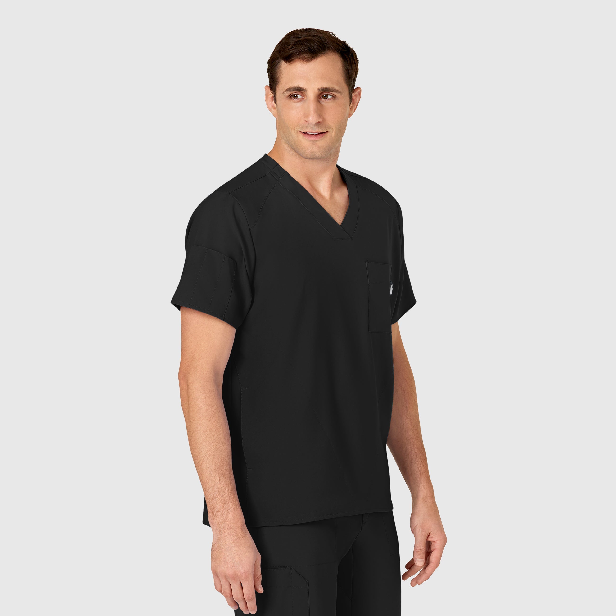 W123 6355 Men's V-Neck Scrub Top Black