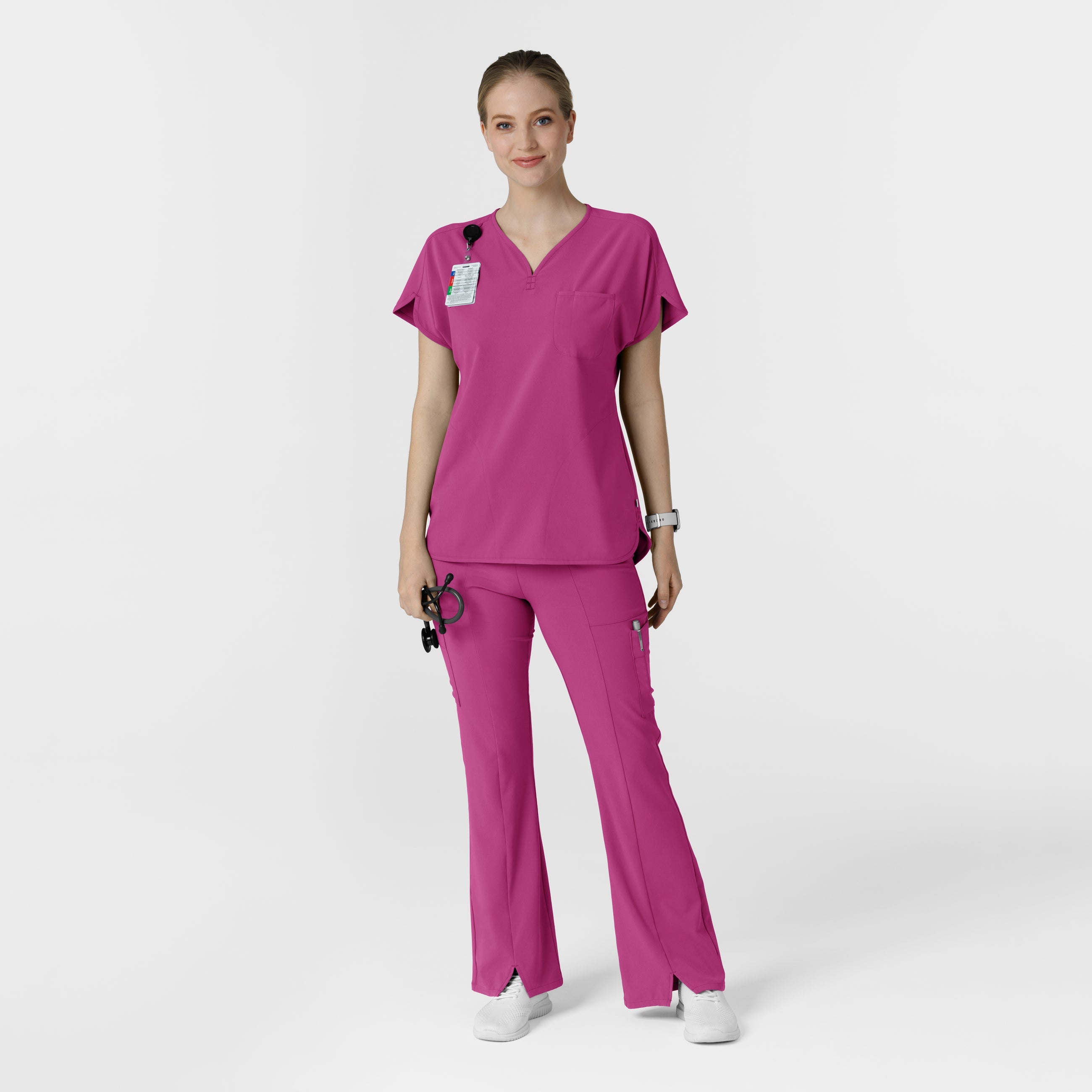 RENEW 5534 Cargo Flare Scrub Pants Raspberry