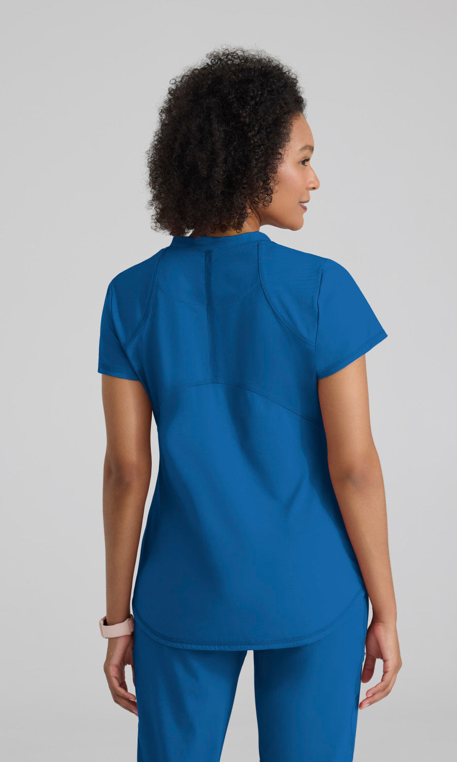 Grey's Anatomy Knits GRST249 Define Knit Scrub Top New Royal