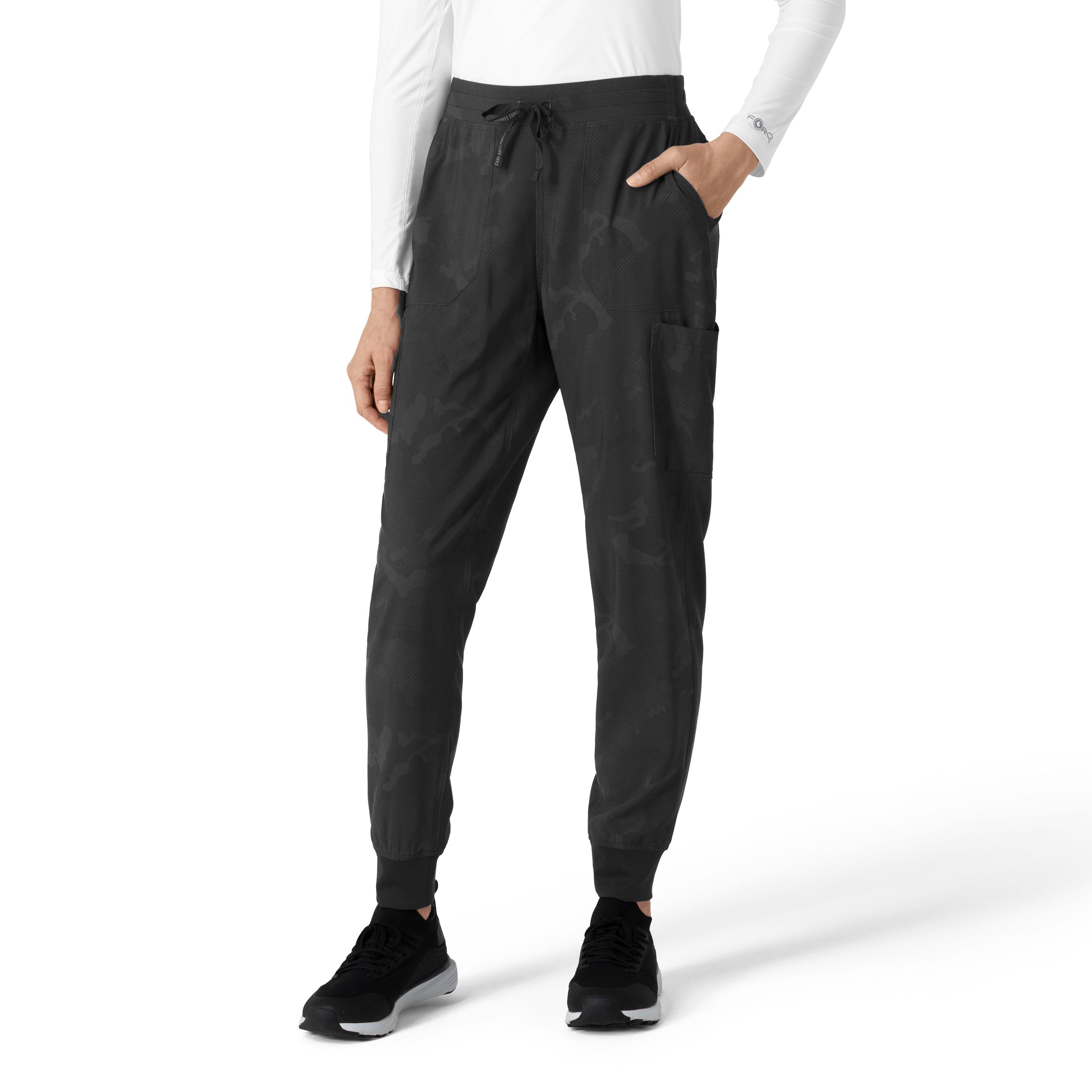 Carhartt Prints C53114 Women's Printed Cargo Jogger Scrub Pants Caring Camo Black