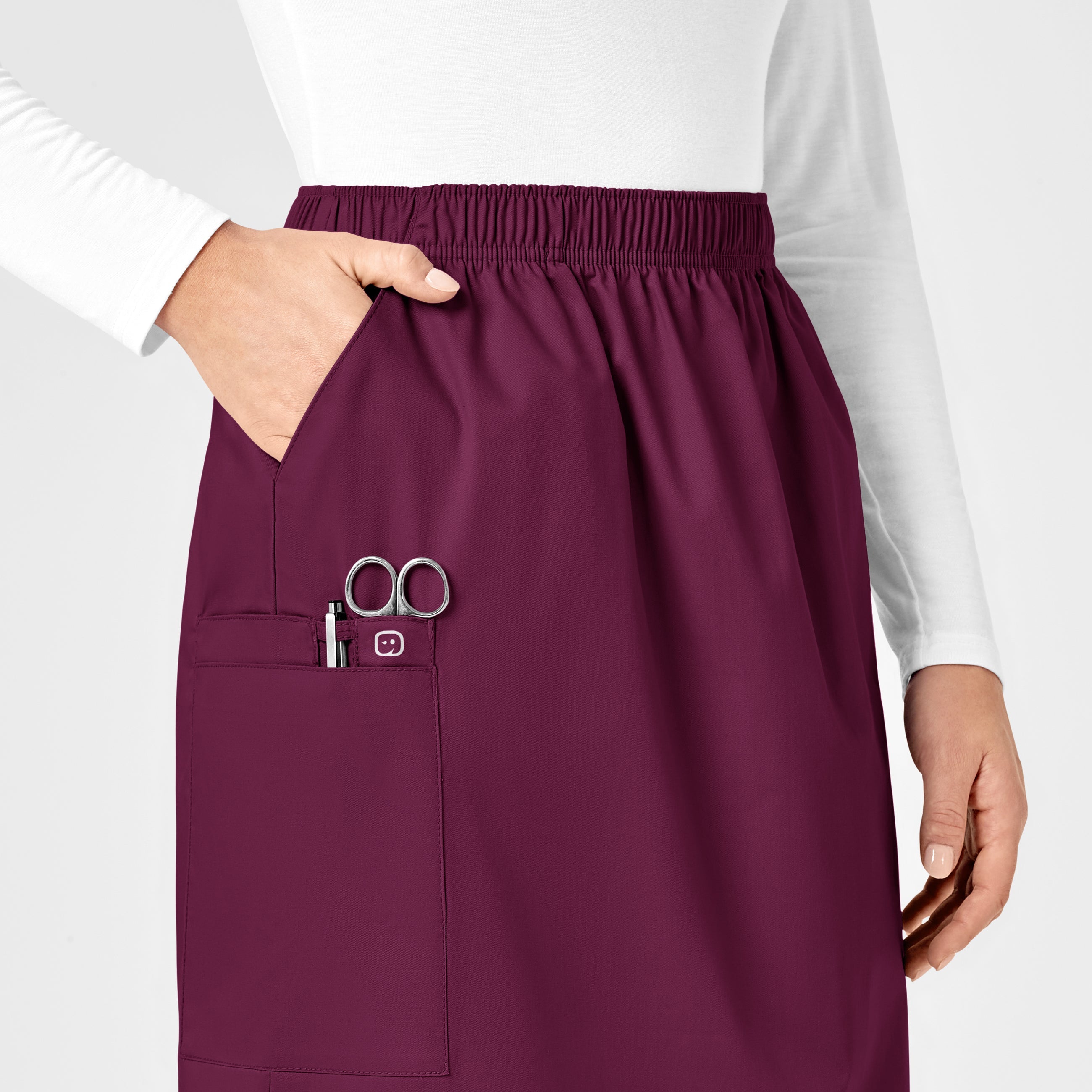 WonderWORK 701 Pull On Cargo Skirt Wine