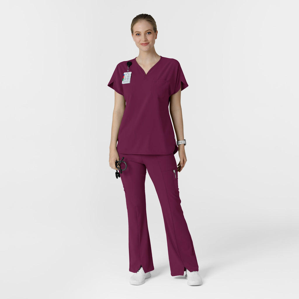 RENEW 5534 Cargo Flare Scrub Pants Wine
