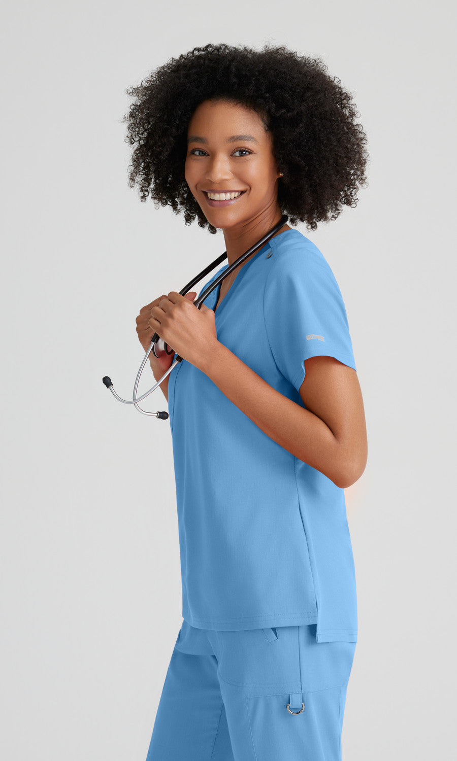 Grey's Anatomy Stretch GVST028 Bree Scrub Top Ciel Blue