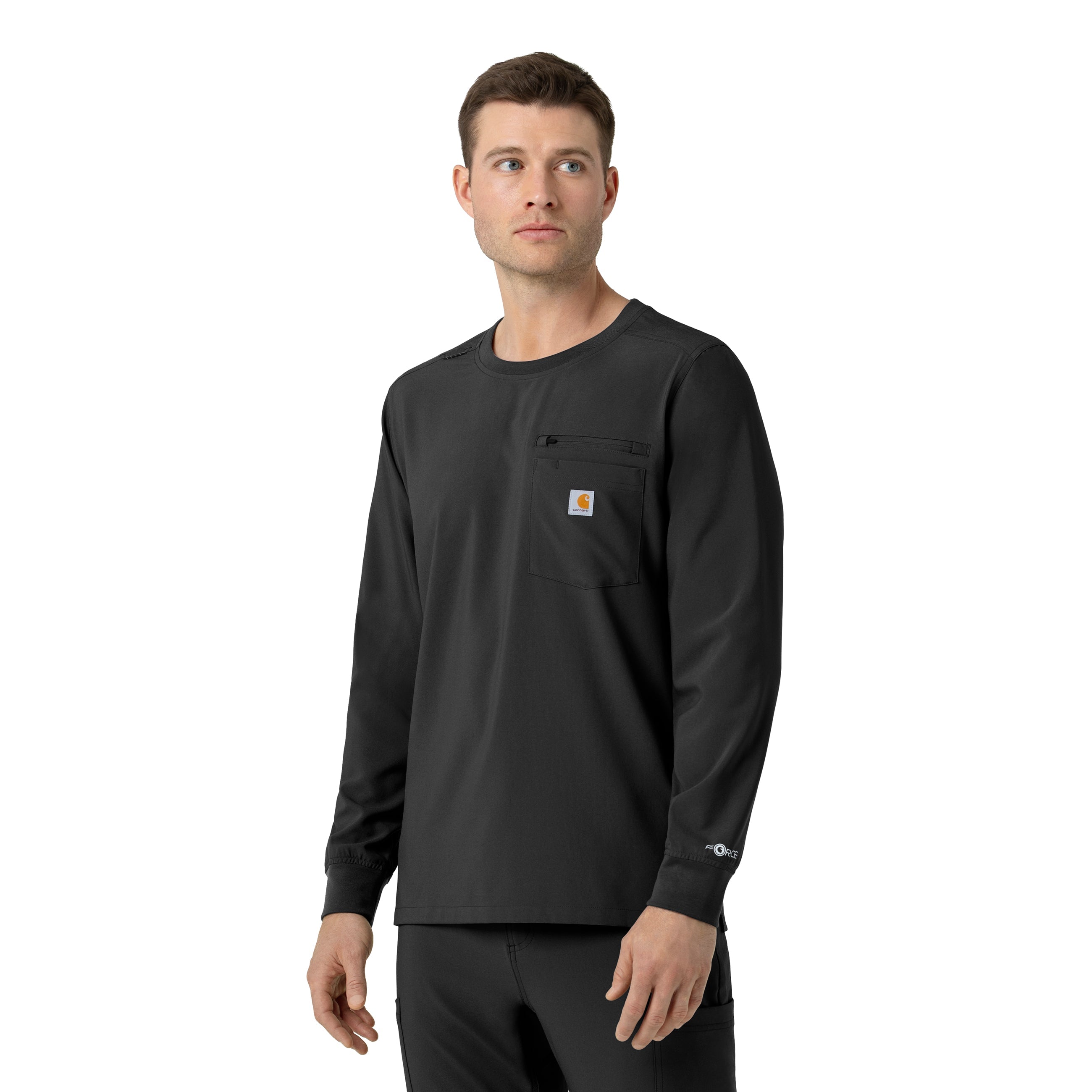 Force Cross-Flex C16610 Men's Crew Neck Long Sleeve Scrub Top Black
