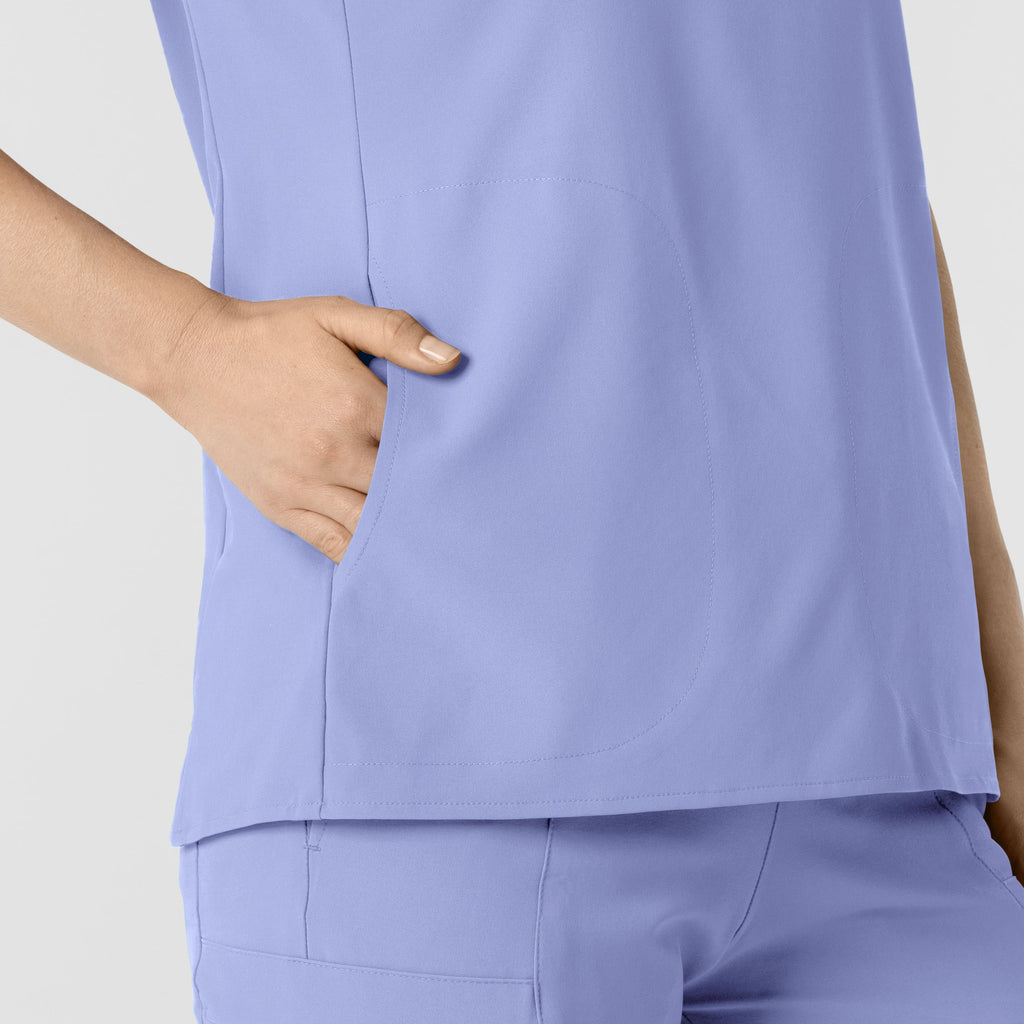 RENEW 6734 Mandarin Collar Scrub Top Ceil Blue