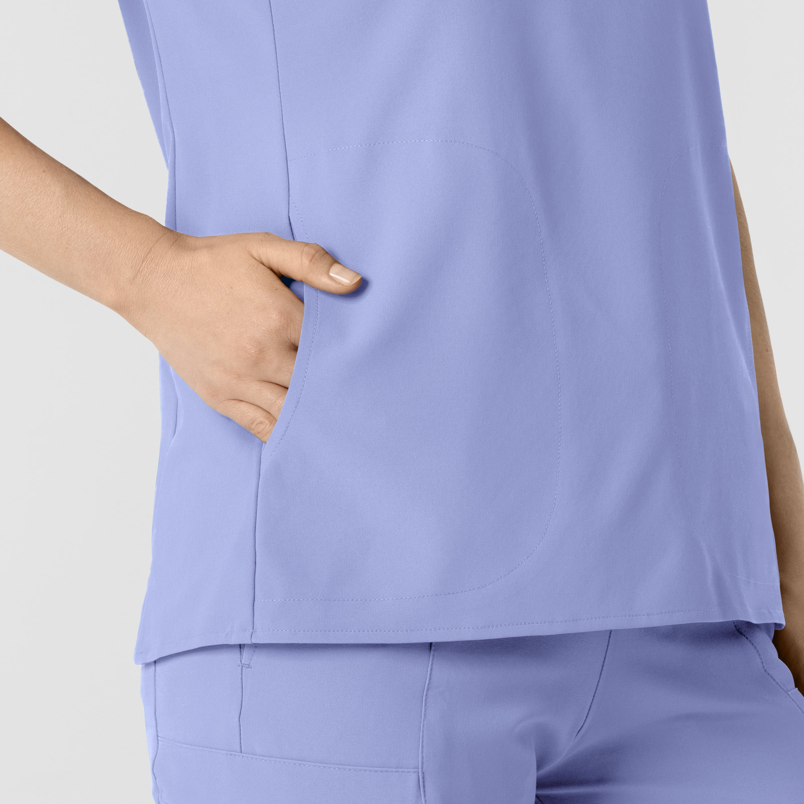 RENEW 6734 Mandarin Collar Scrub Top Ceil Blue