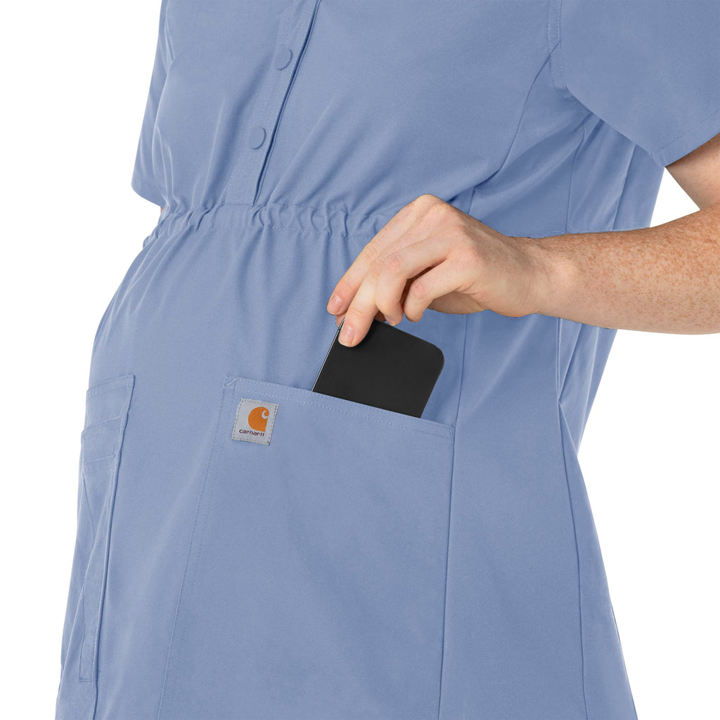 Force Essentials C14113 Henley Maternity Scrub Top Ceil Blue