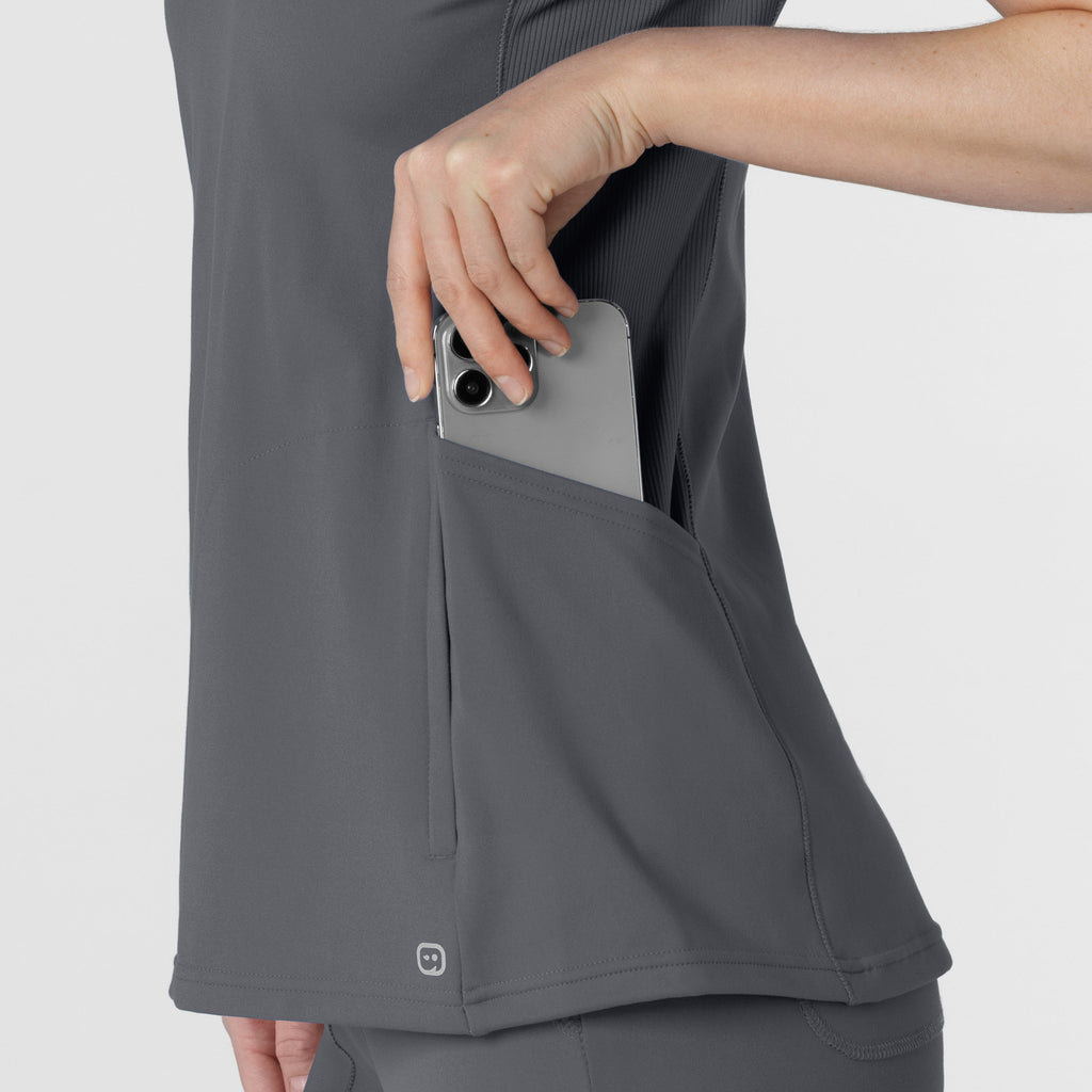 RENEW 6259 Knit Flex-n-Reach V-Neck Raglan Scrub Top Pewter