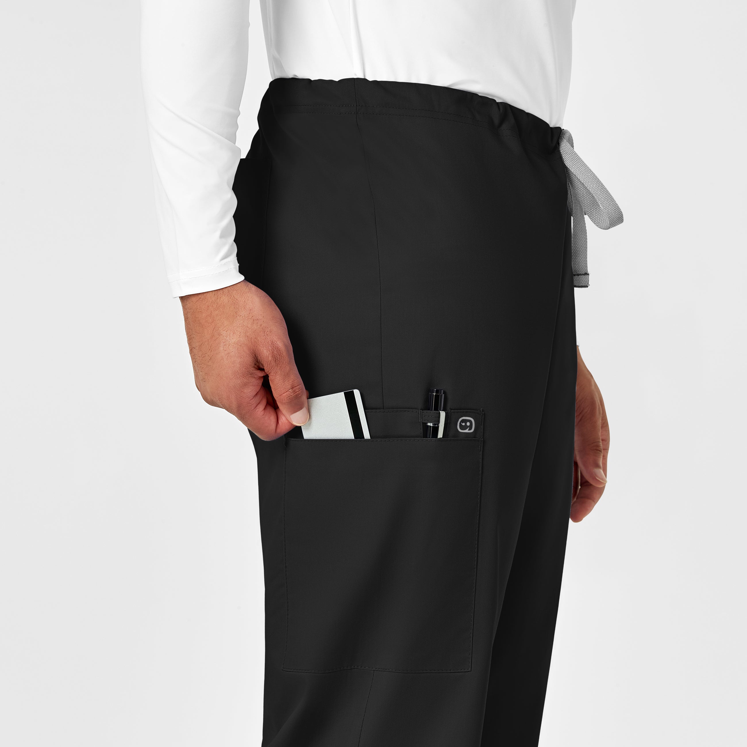 WonderWORK 500 Unisex Drawstring Cargo Scrub Pants Black