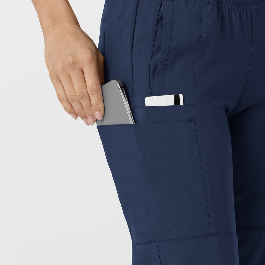 W123 5555 Comfort Waist Cargo Jogger Scrub Pants Navy