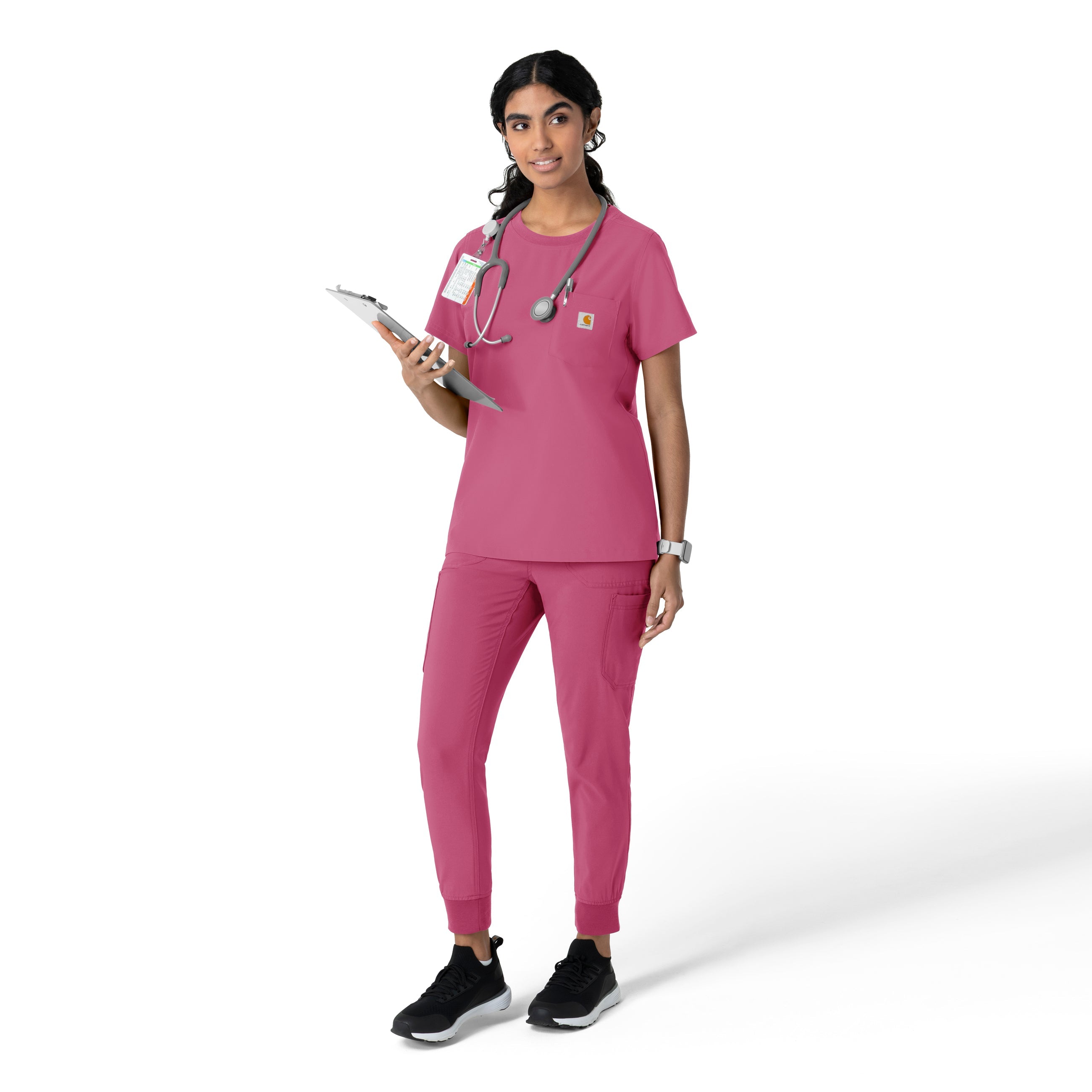 Force Cross-Flex C13510 Women's Crew Neck Scrub Top Electric Fuschia