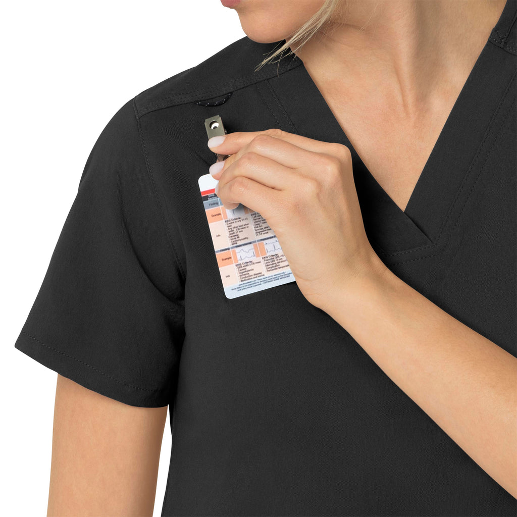 Rugged Flex Peak C12237 4-Pocket V-Neck Scrub Top Black