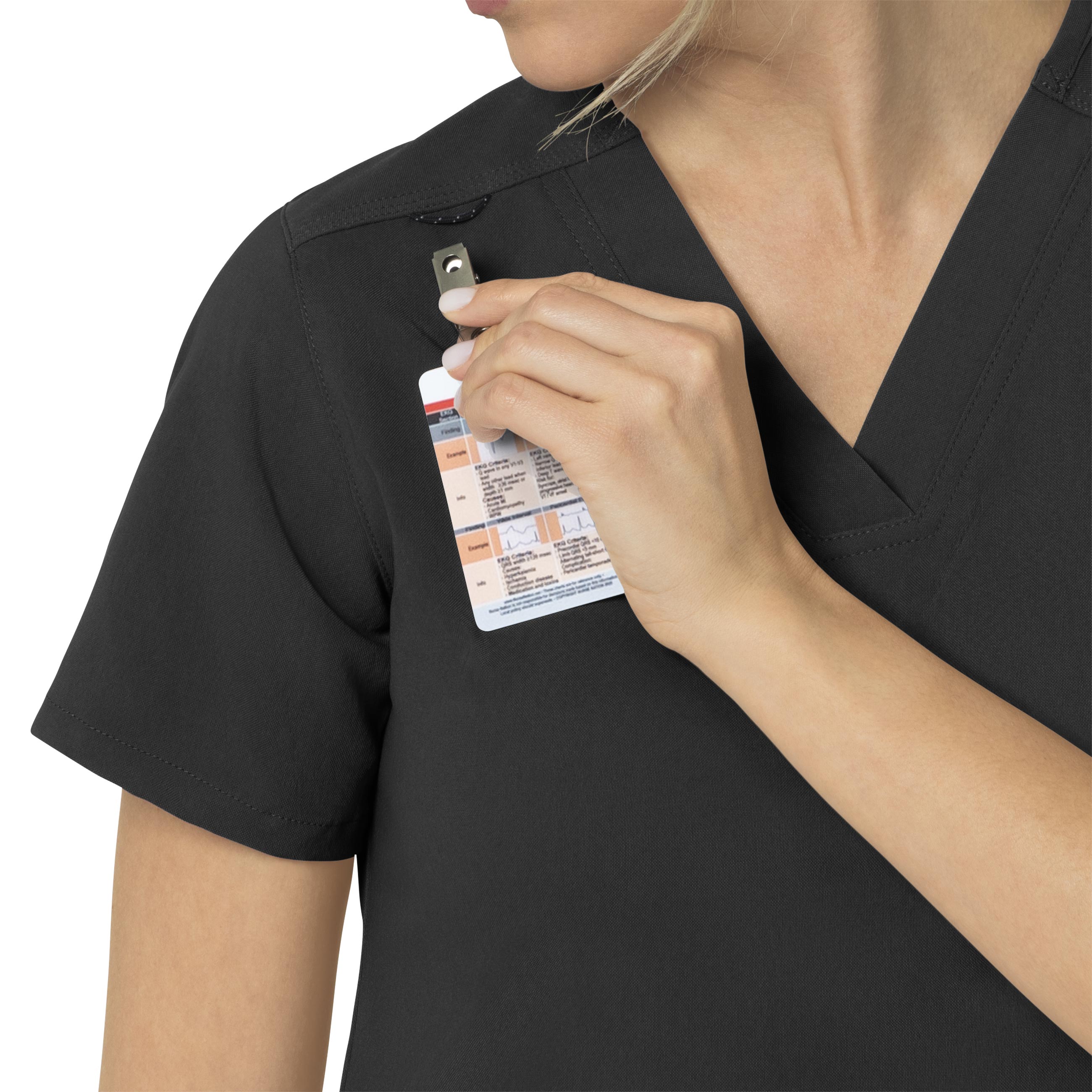 Rugged Flex Peak C12237 4-Pocket V-Neck Scrub Top Black
