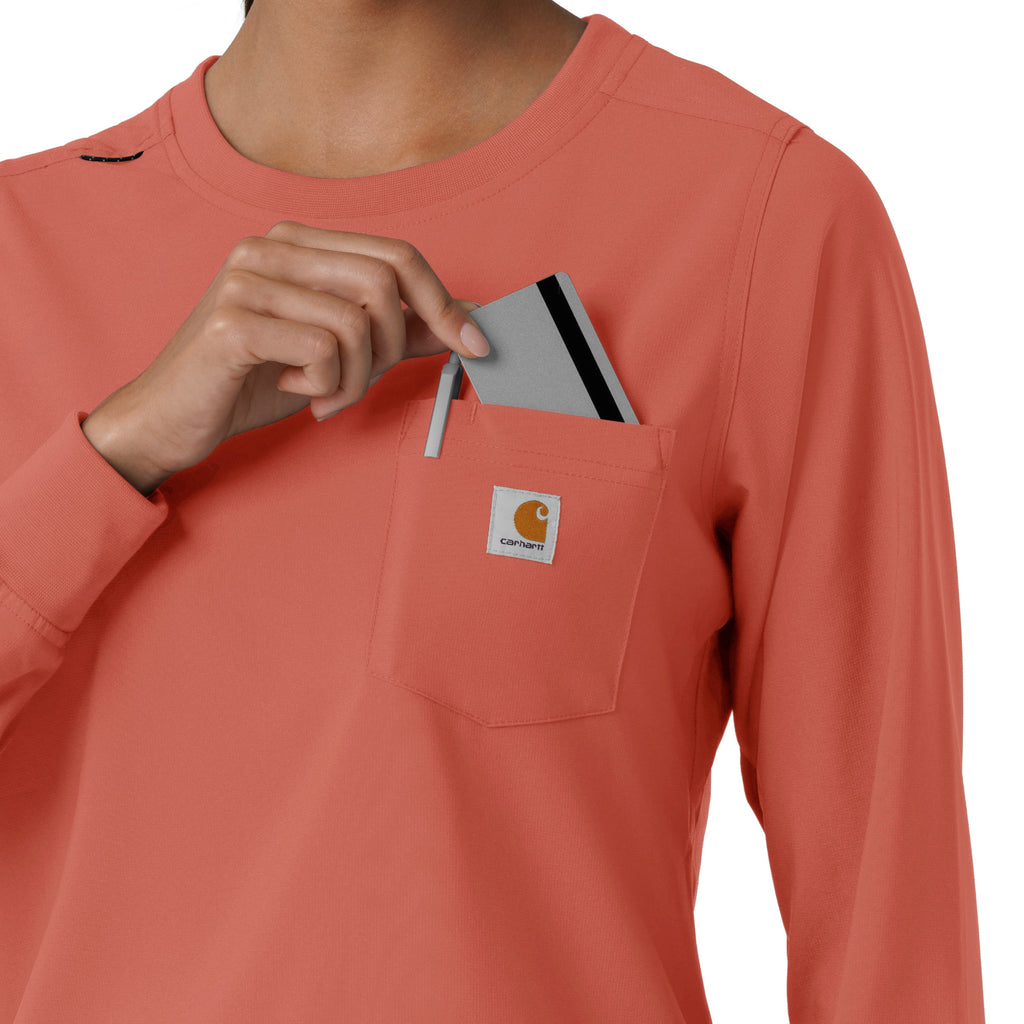 Force Cross-Flex C13610 Women's Crew Neck Long Sleeve Scrub Top Dusty Cedar