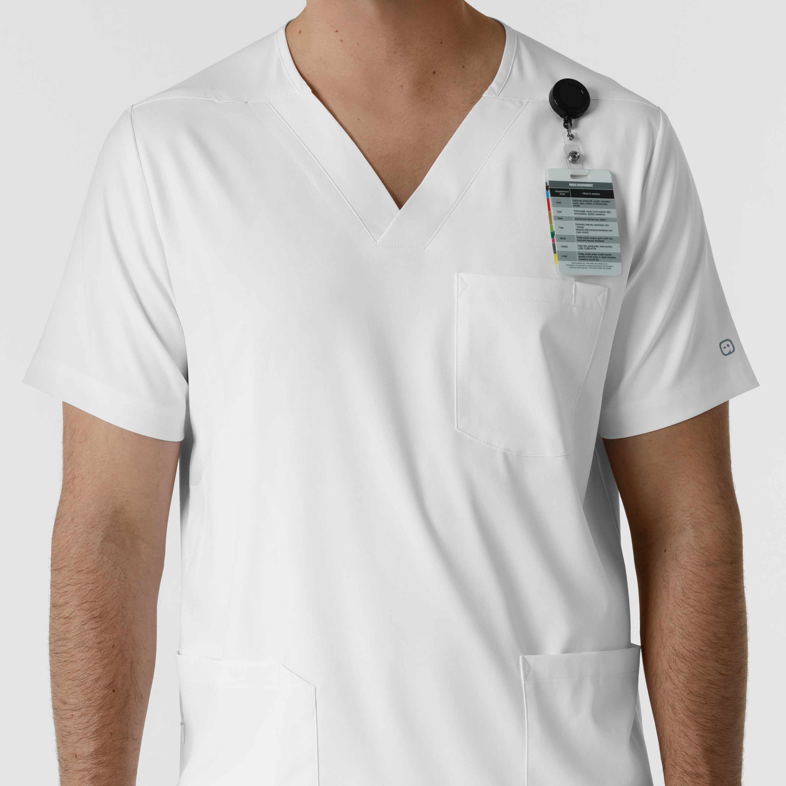 Boundless 6351 Men's Multi Pocket V-Neck Scrub Top White