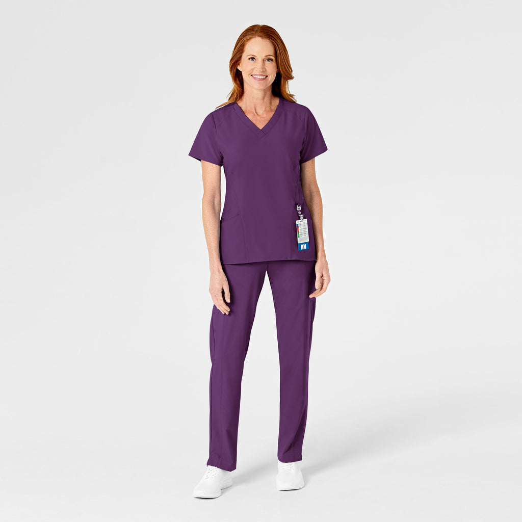 W123 5155 Flat Front Cargo Scrub Pants Eggplant
