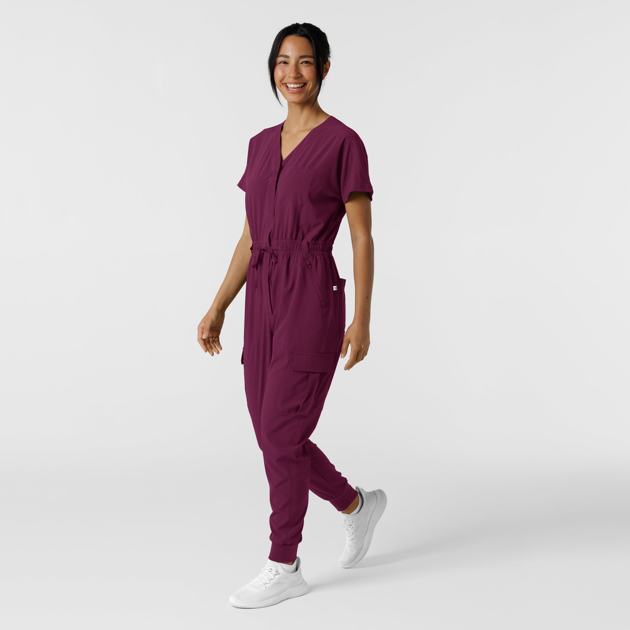 RENEW 3234 Cargo Jogger Scrub Jumpsuit Wine