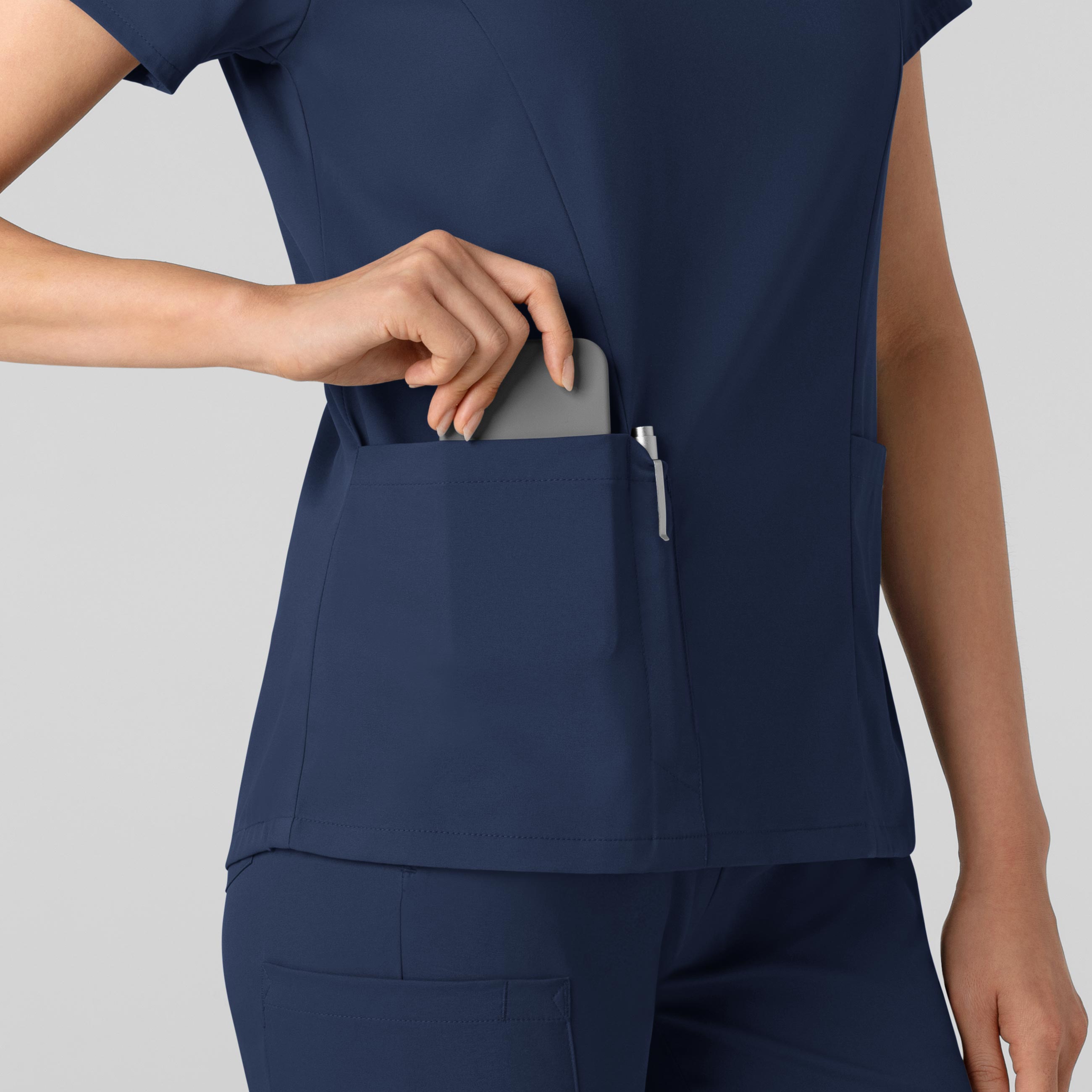 Boundless 6251 2-Pocket V-Neck Scrub Top Navy