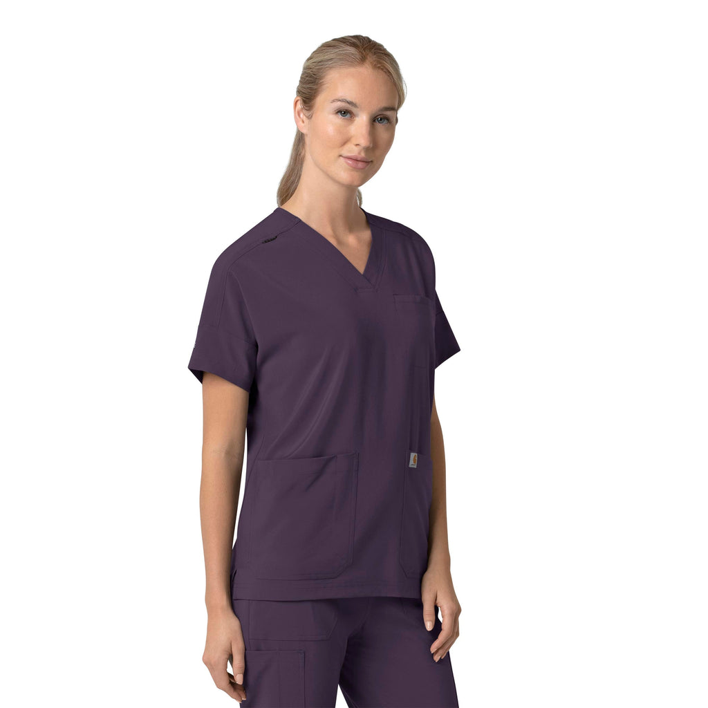 Force Cross-Flex C13110 Oversized V-Neck Scrub Top Black Plum