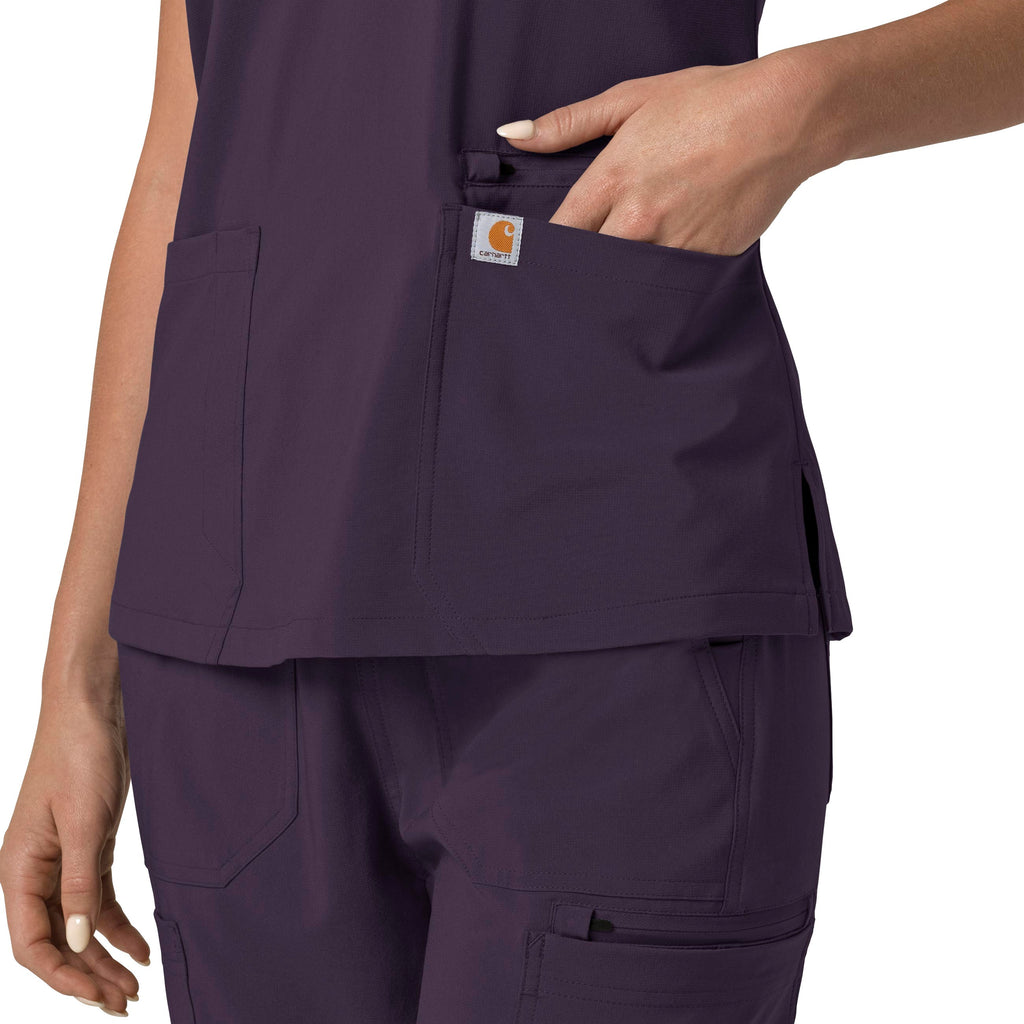 Force Cross-Flex C13210 Flex Panel V-Neck Scrub Top Black Plum
