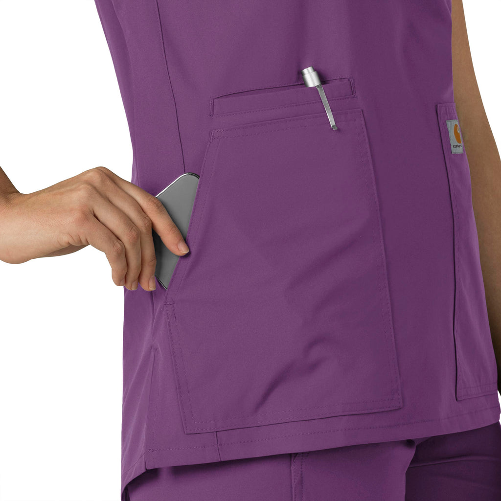 Force Essentials C12213 Notch Neck Tunic Scrub Top Eggplant