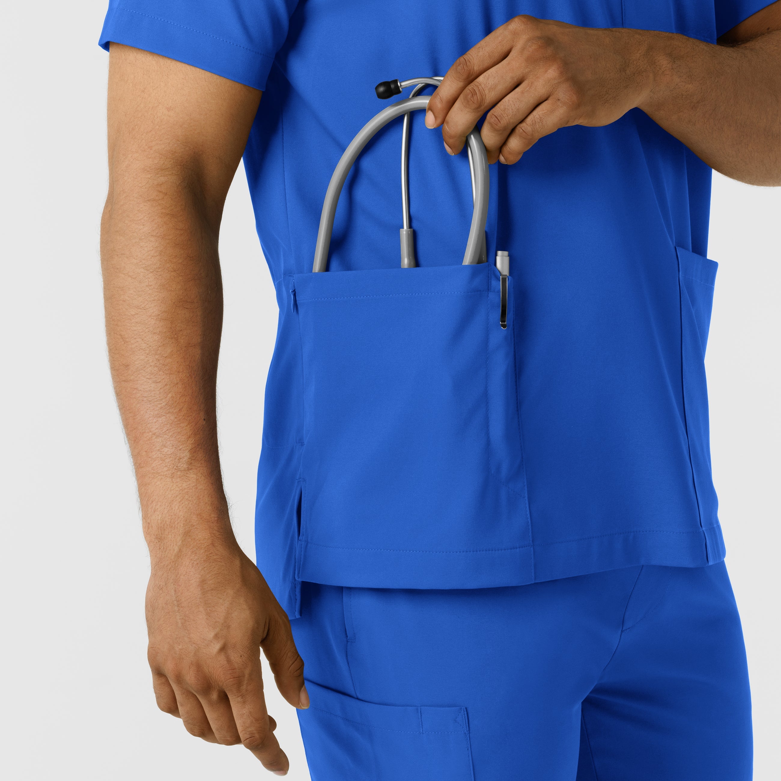 Boundless 6351 Men's Multi Pocket V-Neck Scrub Top Royal