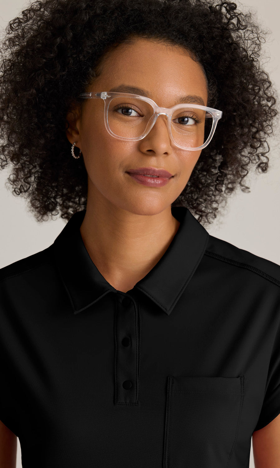 Grey's Anatomy Knits GRST254 Renew Knit Scrub Top Black