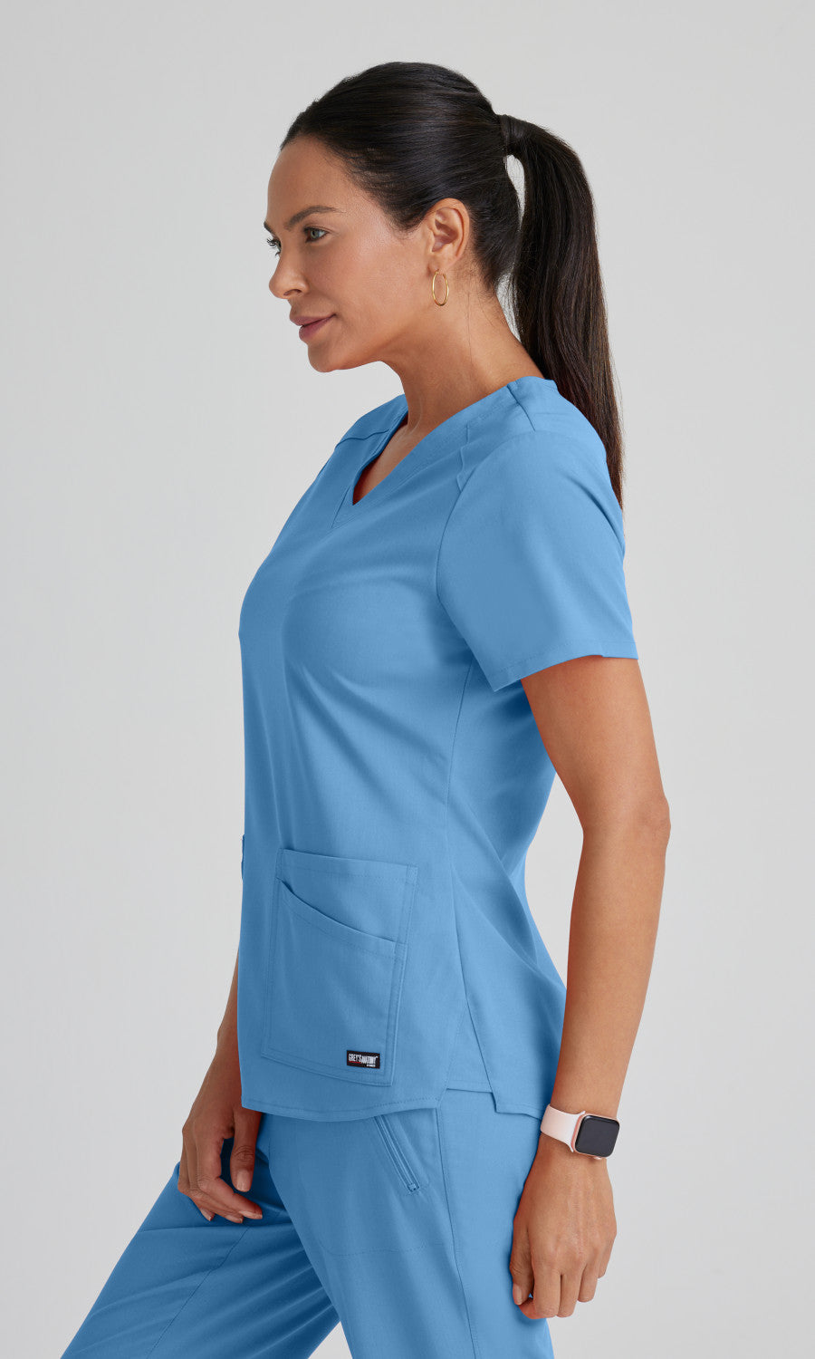 Grey's Anatomy Stretch GRST011 Emma Scrub Top Ciel Blue